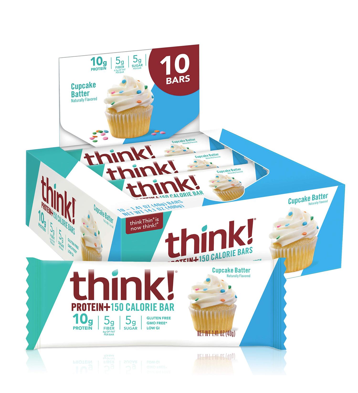 think! Cupcake Batter Protein Bars - 150 Calories, 10 Pack - High Protein Snack - Buy Online on GoSupps.com