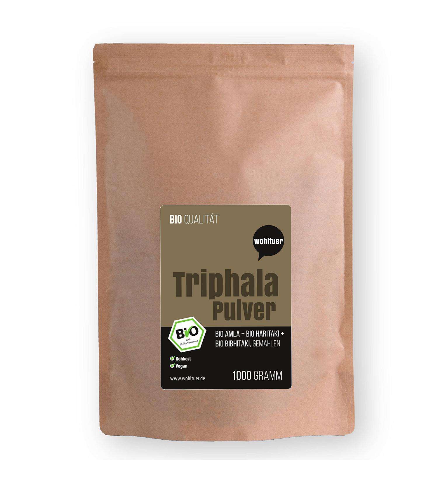 Wohltuer Organic Triphala Powder 1000g - Ayurvedic Blend of Amla Haritaki & Bibhitaki - International Shipping Available - Buy Online on GoSupps.com