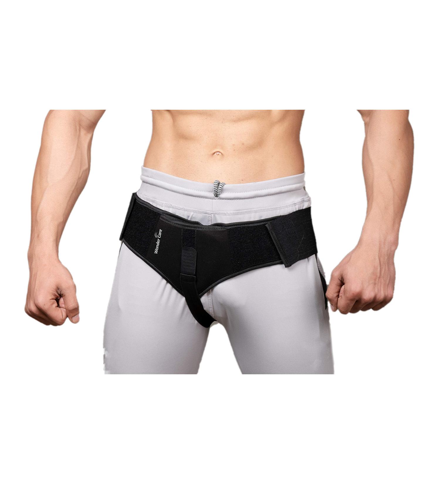 Wonder Care Black Inguinal Hernia Support Truss with Removable Compression Pad - Right S(28-31 inches) - Ideal for Surgery & Injury Recovery - Buy Online on GoSupps.com