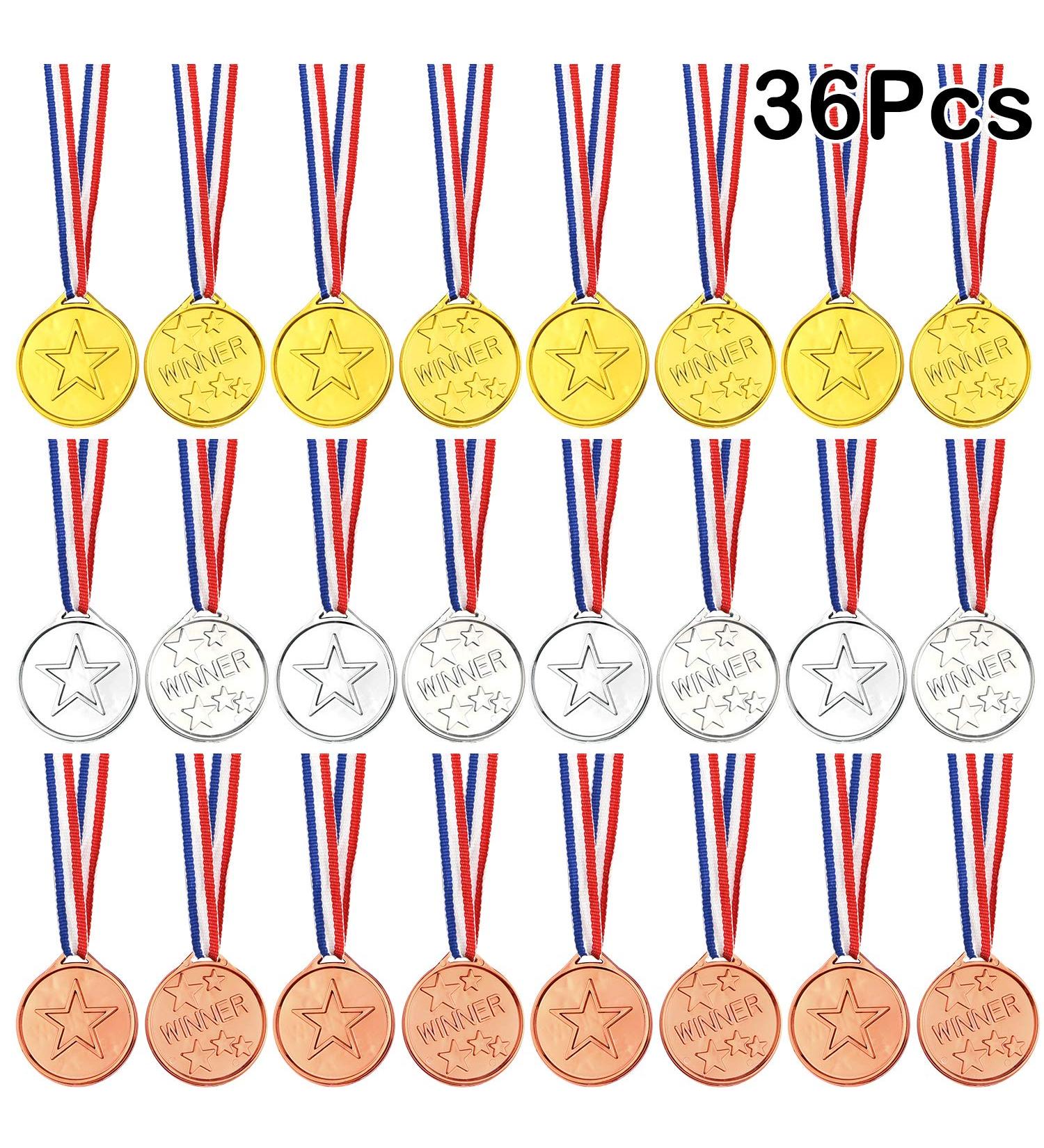 FEPITO Kids Plastic Winner Medals - Gold, Silver, Bronze - Party Favor & Sports Awards - Buy Online on GoSupps.com