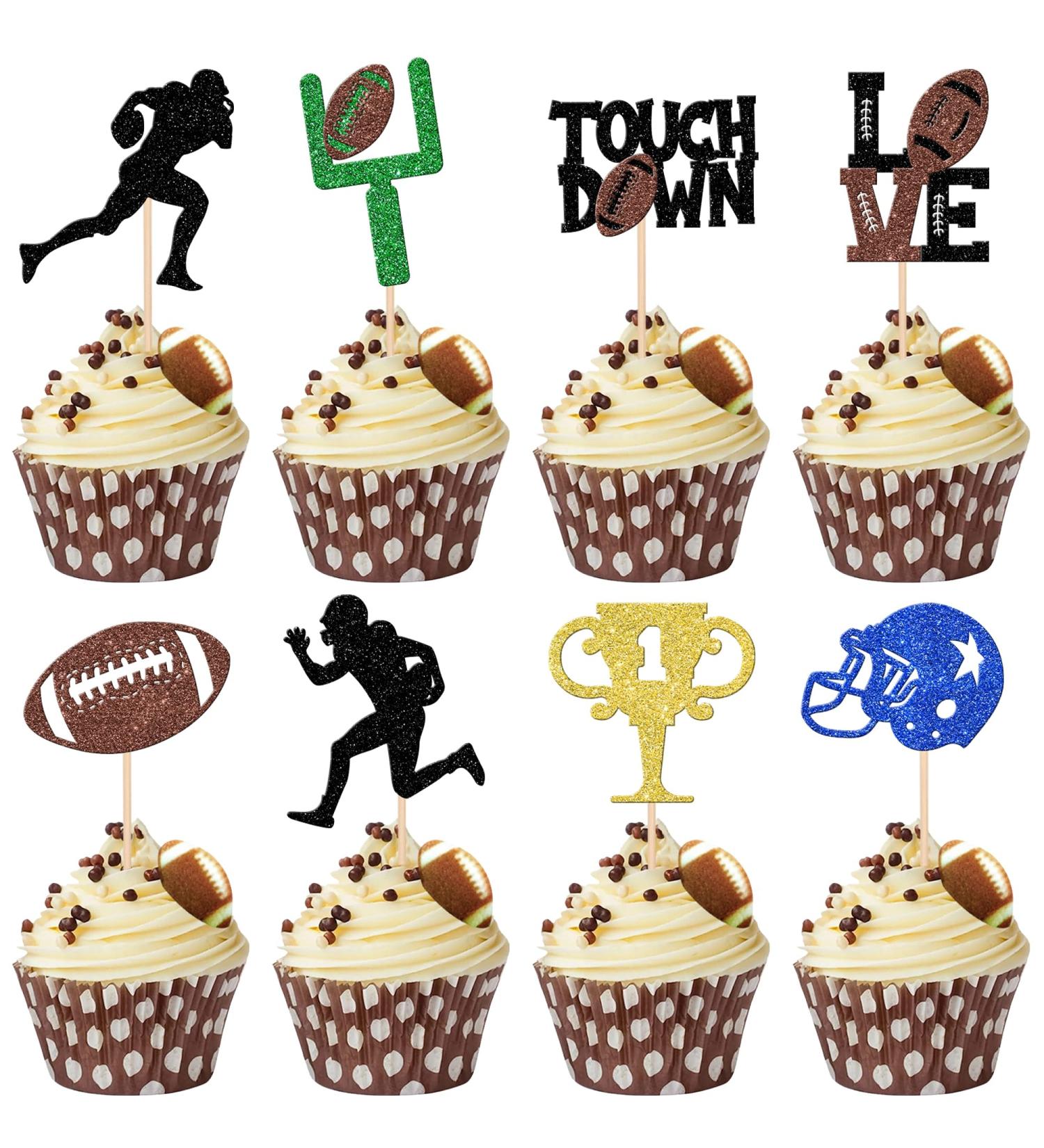 Rsstarxi 24 Pack Rugby Ball Cupcake Toppers Black Football Cupcake Toppers Football Players Sport Cupcake Picks Super Rugby Touch Down Sports Theme Baby Shower Birthday Party Cake Decorations Design 2 - Buy Online on GoSupps.com