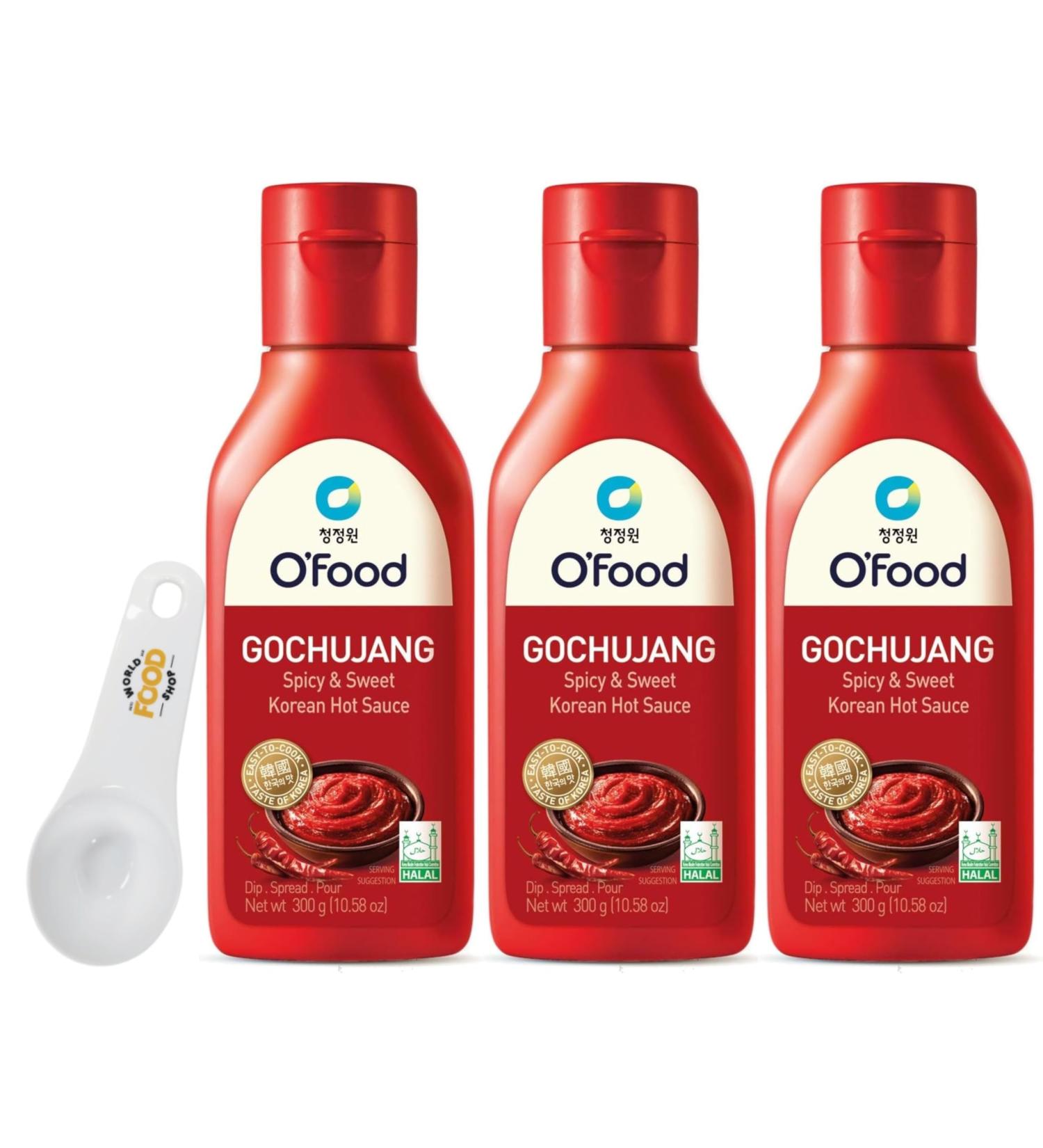 Daesang O'Food Gochujang Sauce 300g Pack of 3 with World Food Shop Scoop - Korean Red Pepper Paste Versatile Cooking Essential Convenient Pack World Food Shop Scoop for Precise Measurements - Buy Online on GoSupps.com