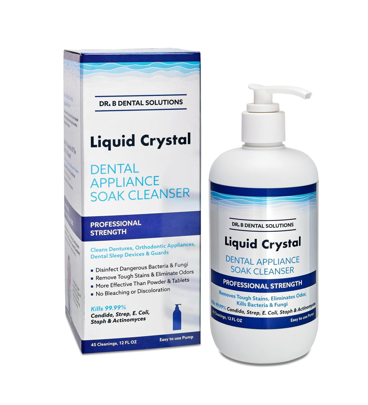 Dr. B's Dental Solutions Liquid Crystal Soak Cleanser for Oral Appliances - Dentures, Nightguards, Retainers, Aligners & Sleep Apnea Devices - Buy Online on GoSupps.com