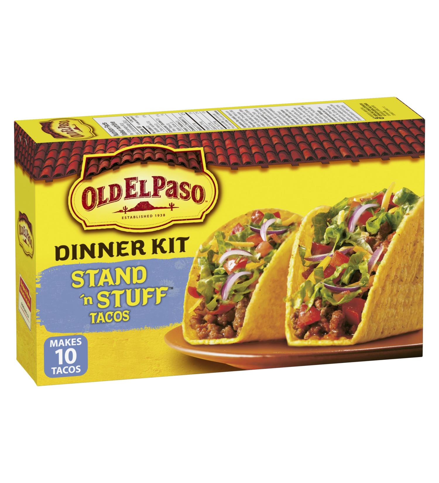 Old El Paso Stand 'n Stuff Taco Dinner Kit Box Includes 10 Taco Shells Mild Taco Sauce and Taco Seasoning Mix Ready in 20 Minutes 250 Grams Package No Artificial Flavours or Added Colours - Buy Online on GoSupps.com