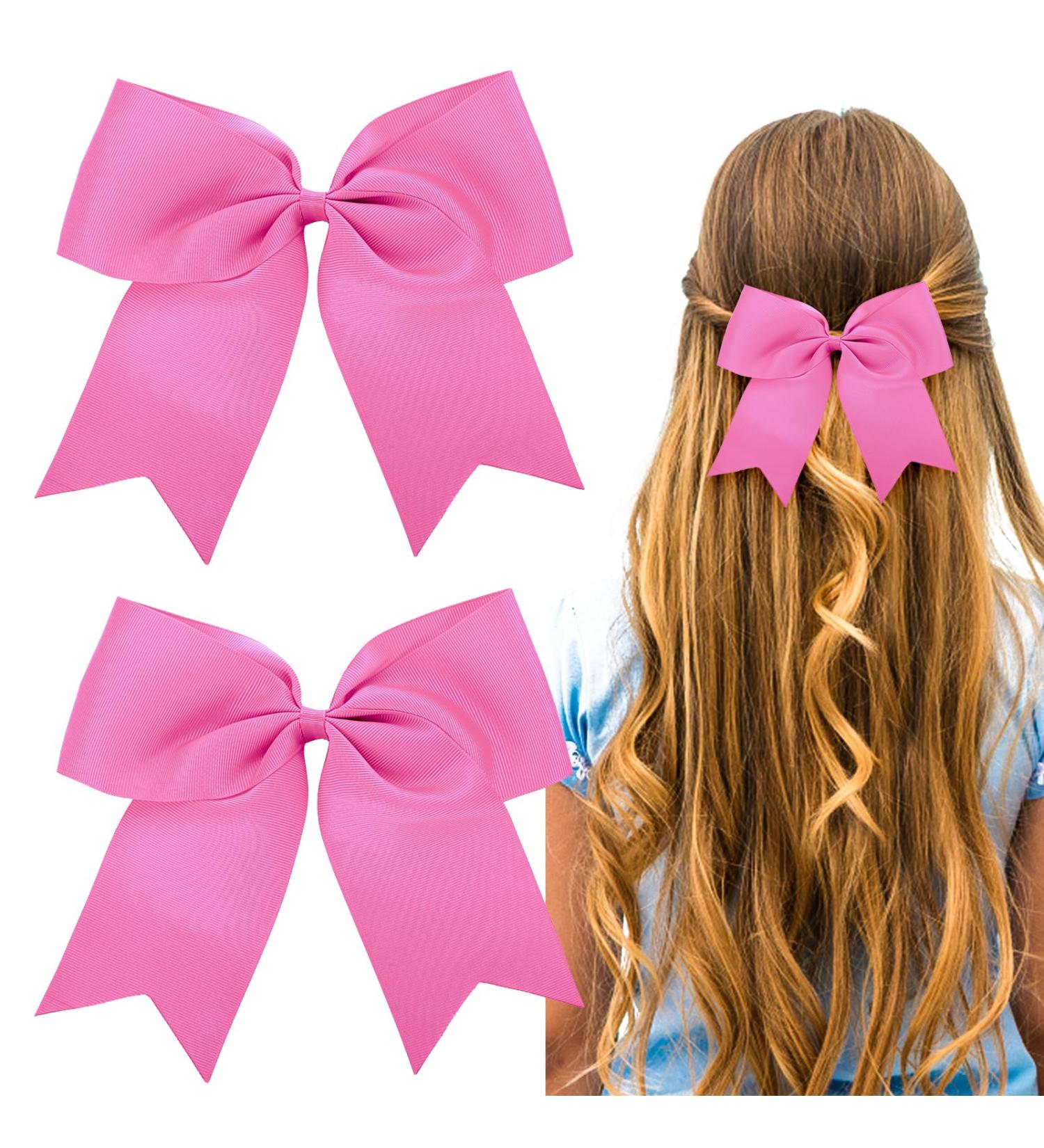 Sibba Pink Hair Loop Clips - Large Satin Tail Hairpins for Women & Girls | 2 Pieces | Perfect French Accessories for Birthday Parties - Buy Online on GoSupps.com