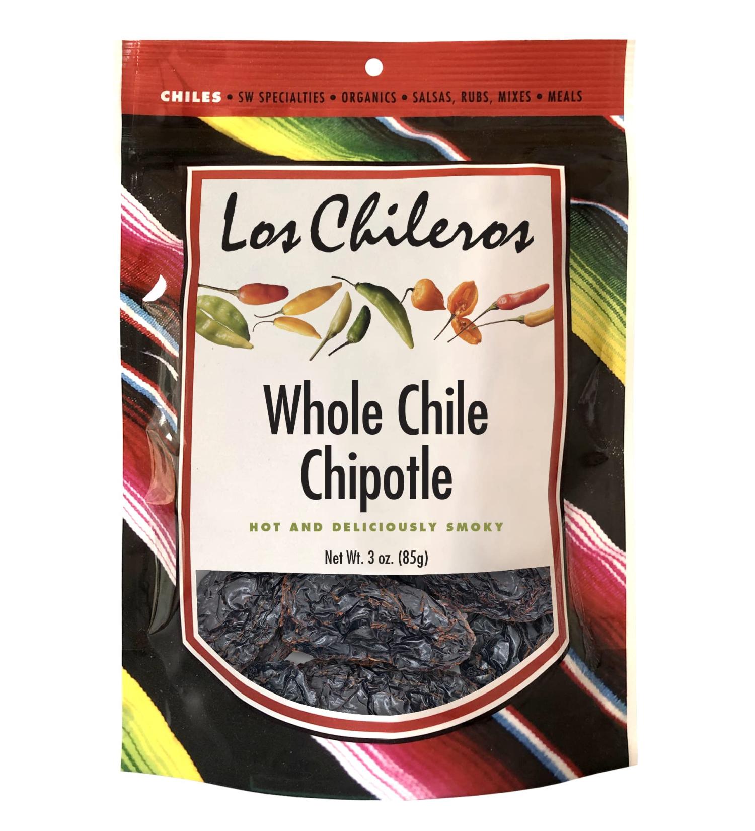Los Chileros Chipotle Whole Chile Dark Red 3oz - Authentic Mexican Spice - Buy Online on GoSupps.com