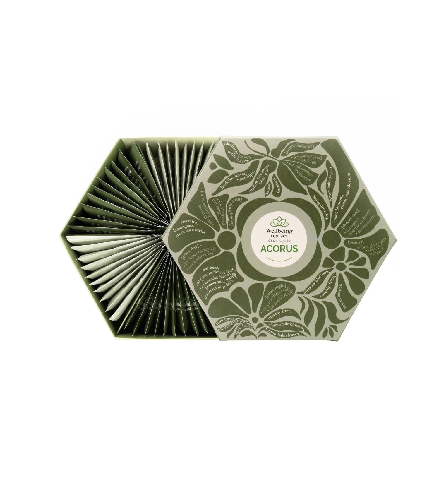 ACORUS - Assortiment Th pour bien- tre Wellbeing I Coffret Cadeau Boite a The Naturelles I Grande bo te de s lection I Coffret Cadeau Femme et Homme I 60 sachet de th I 6 th s fonctionnels - Buy Online on GoSupps.com