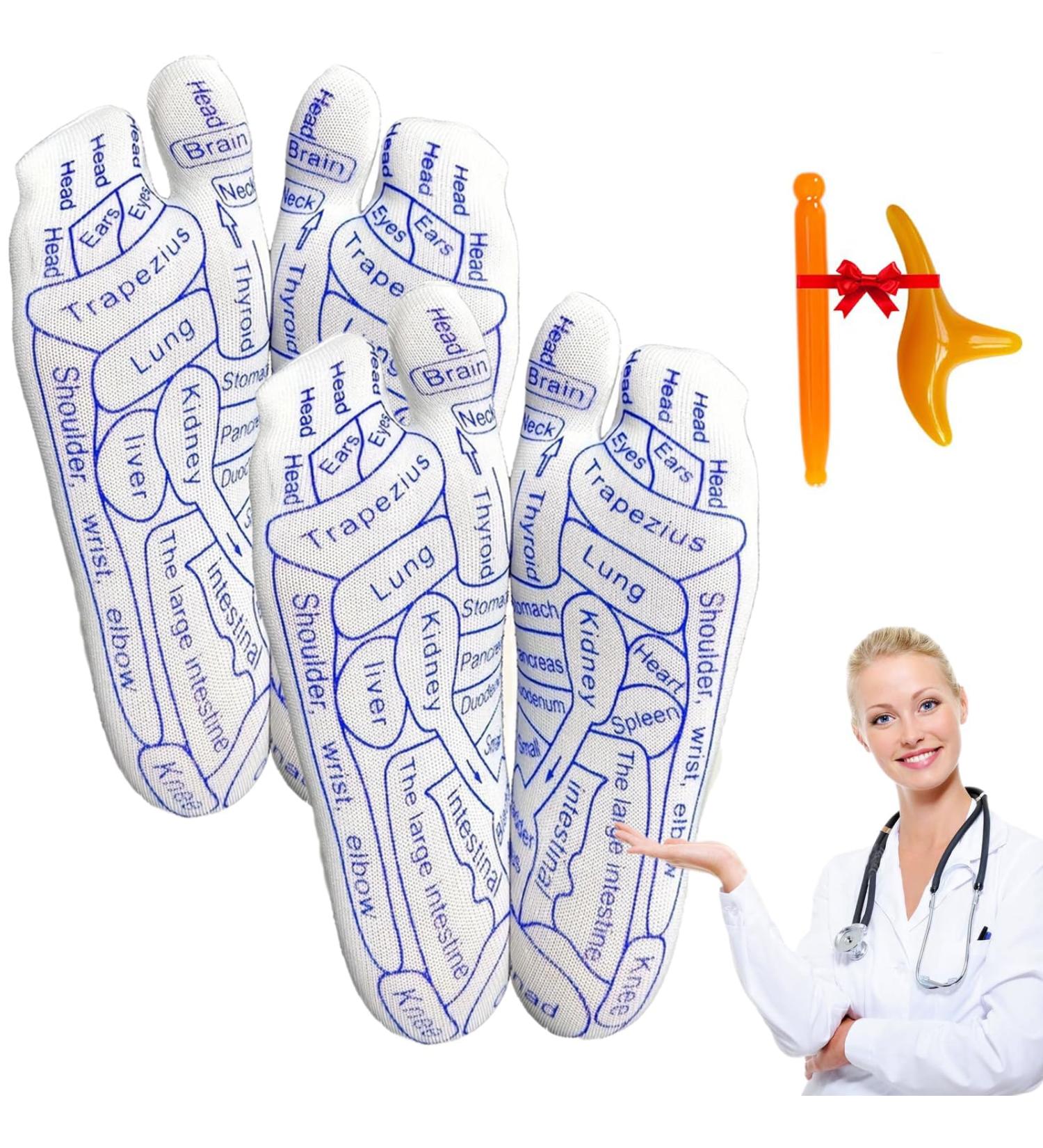 Reflexion Massage Socks Set | Cotton Foot Reflexology Socks for Women (35-39) - 2 Pairs of Pressure Point Massage Socks - Buy Online on GoSupps.com