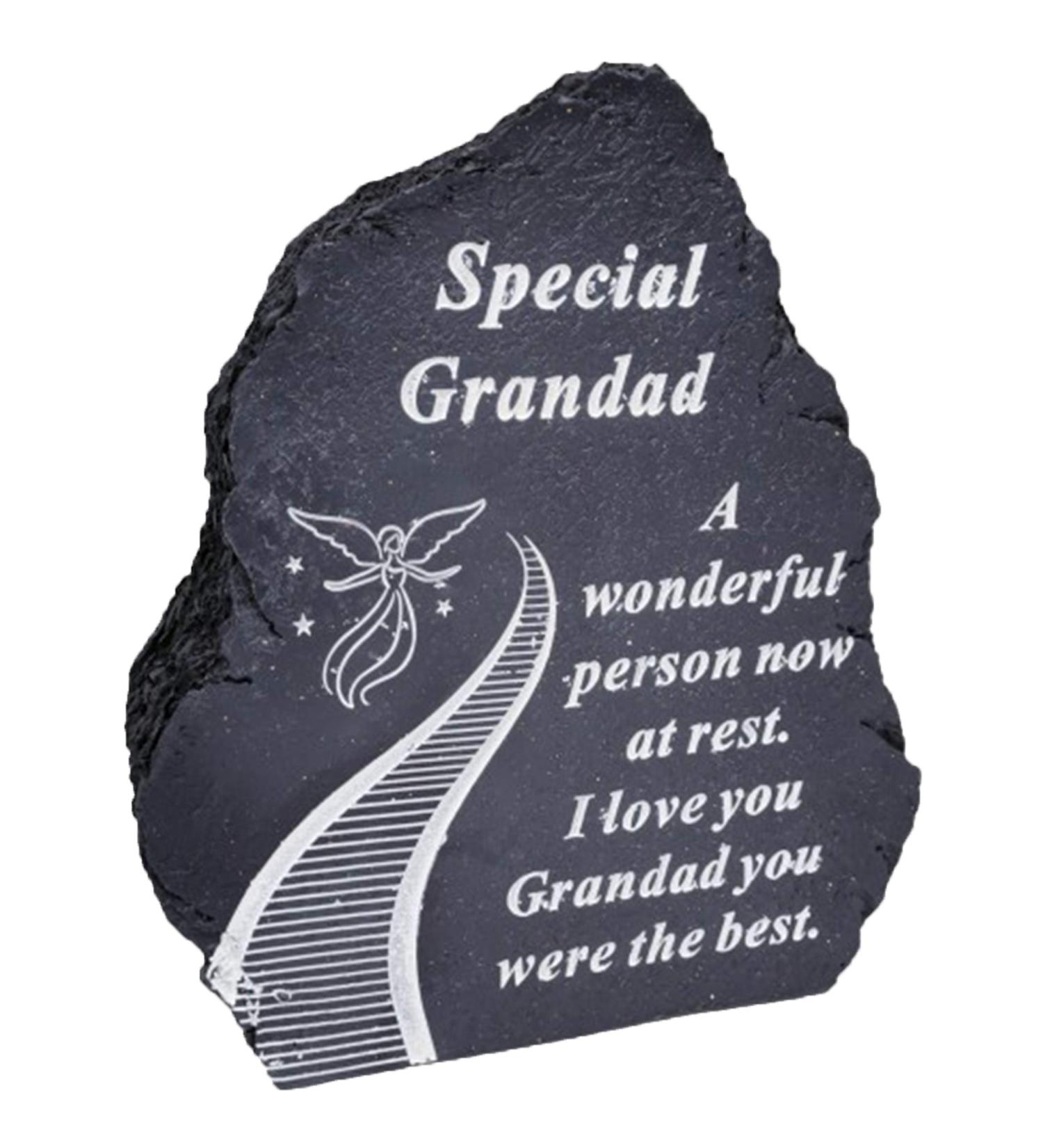 Black And White Stairway To Heaven Special Grandad Tribute Detail Rock Memorial Grave Plaque