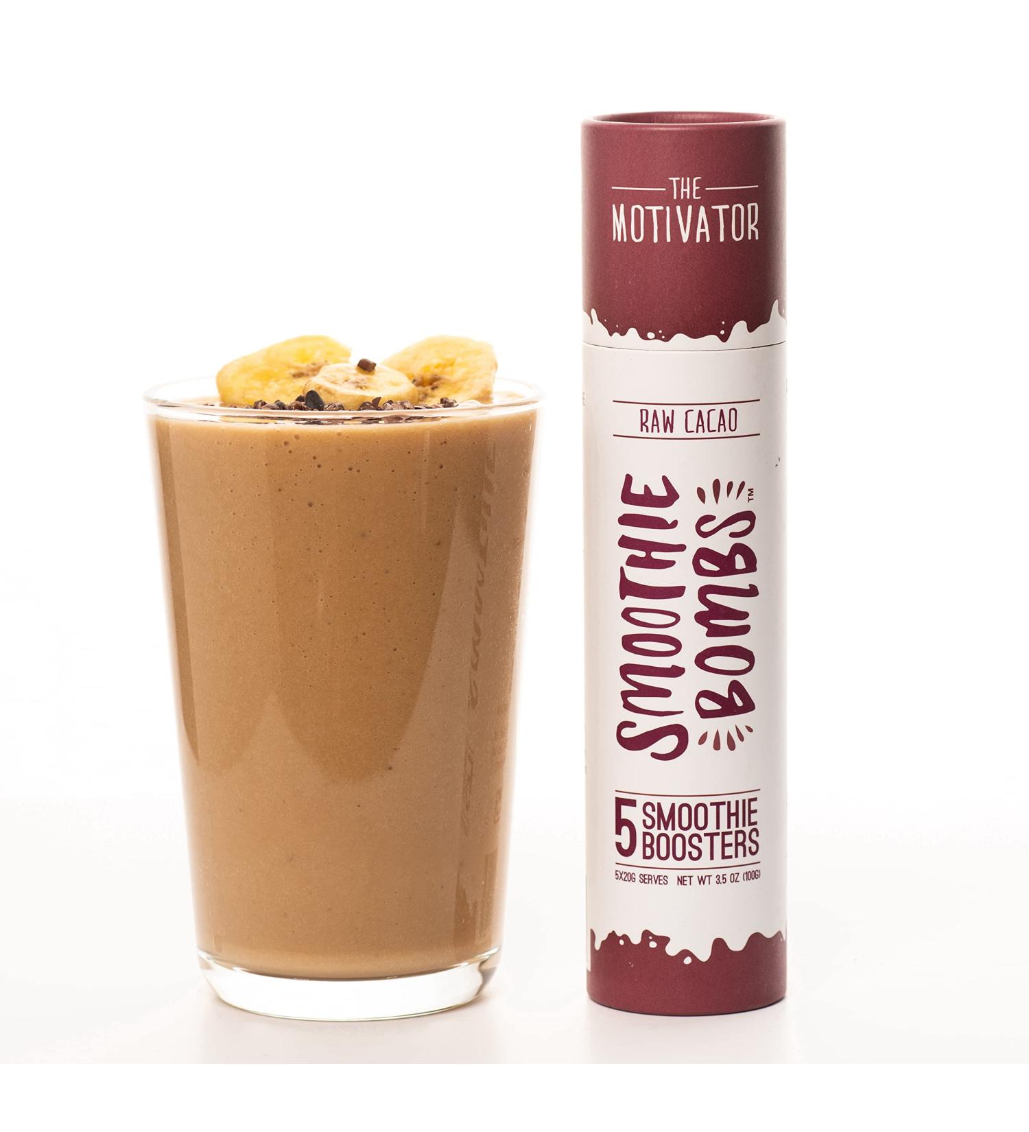Smoothie Bombs Blender Boosters - Raw Cacao Mix with Chia Seeds | Gluten-Free Vegan Superfood | 5 Bombs Per Tube - Energize Your Smoothies - Buy Online on GoSupps.com
