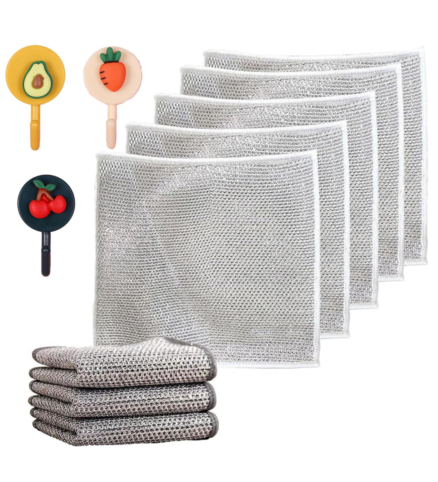 Double Stainless Steel Scrubber Pads Multipurpose Wire Dishwashing Rags for Wet and Dry Non-Scratch Scrubbing Wire Dishwashing Rags Durable Kitchen Scrub Cloth (5pcs) - Buy Online on GoSupps.com