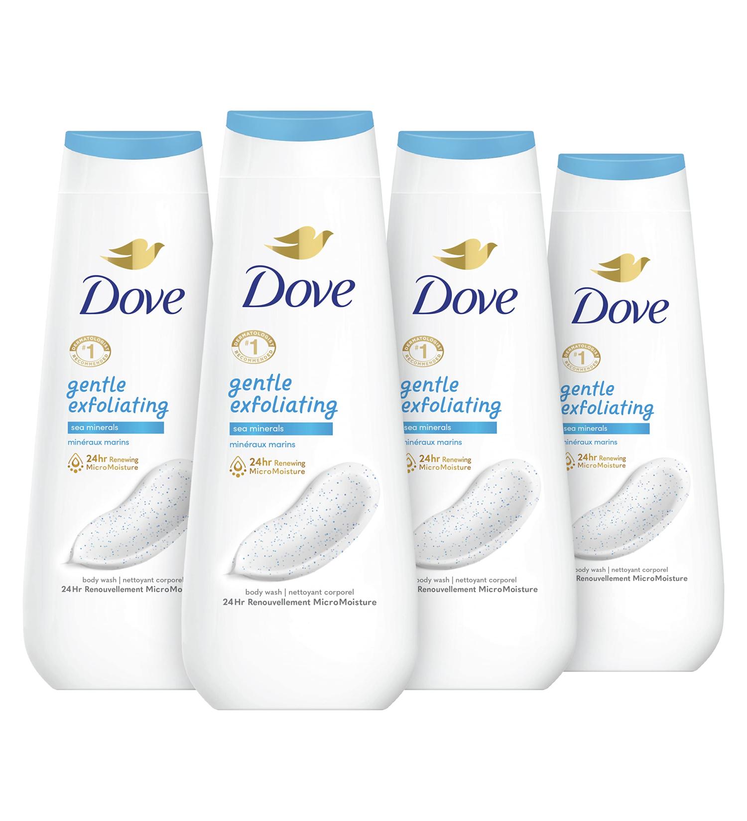 Dove Gentle Exfoliating Body Wash with Sea Minerals - 4 Pack, 20 oz - Smooth and Nourishing Skin Cleanser - Buy Online on GoSupps.com