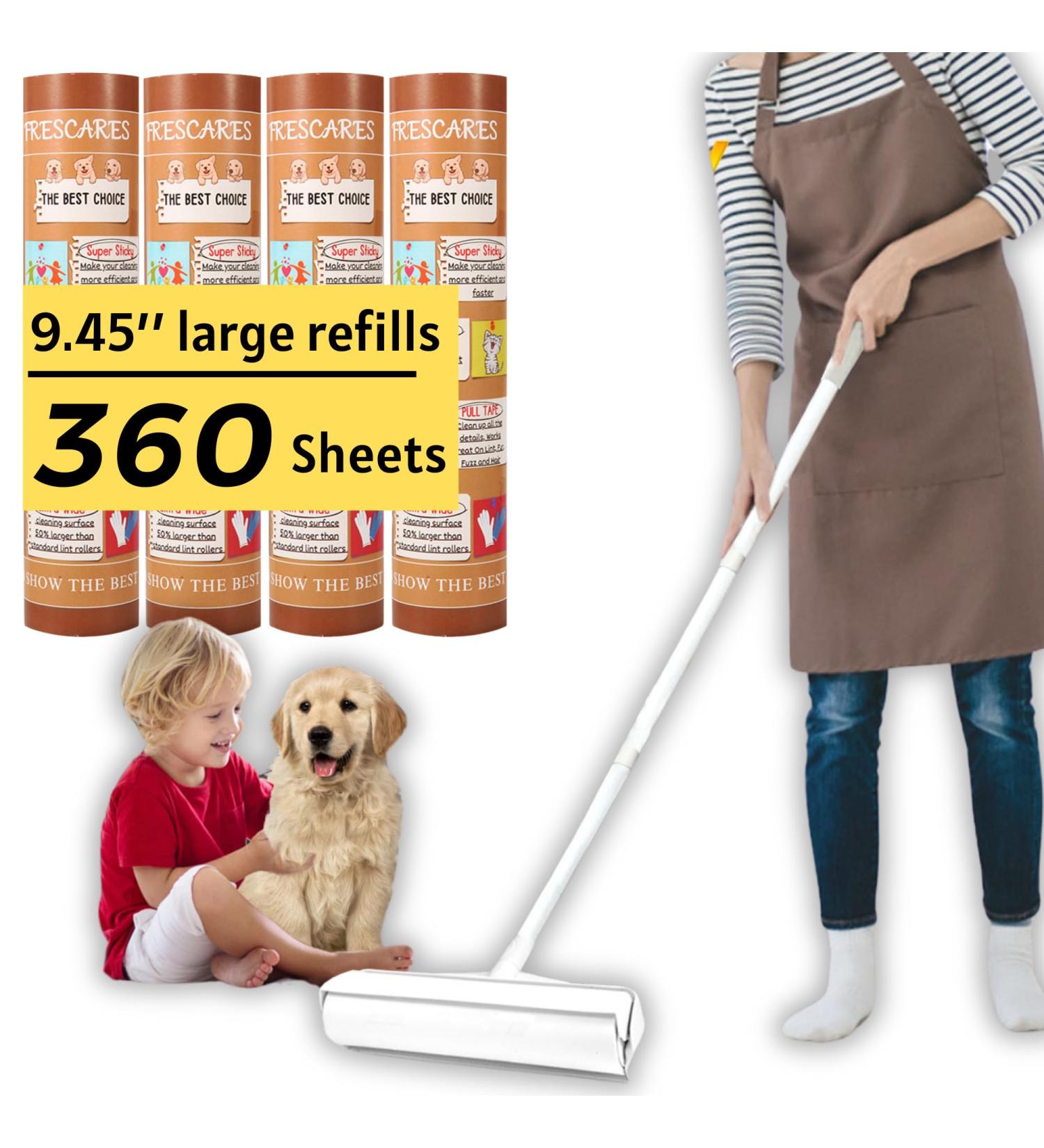 Frescares 45 Inch Extra Sticky Lint Roller - Large Surface Pet Hair Remover for Carpets & Couches | Includes 4 Refills | Best for Floor & Furniture Cleaning - Buy Online on GoSupps.com