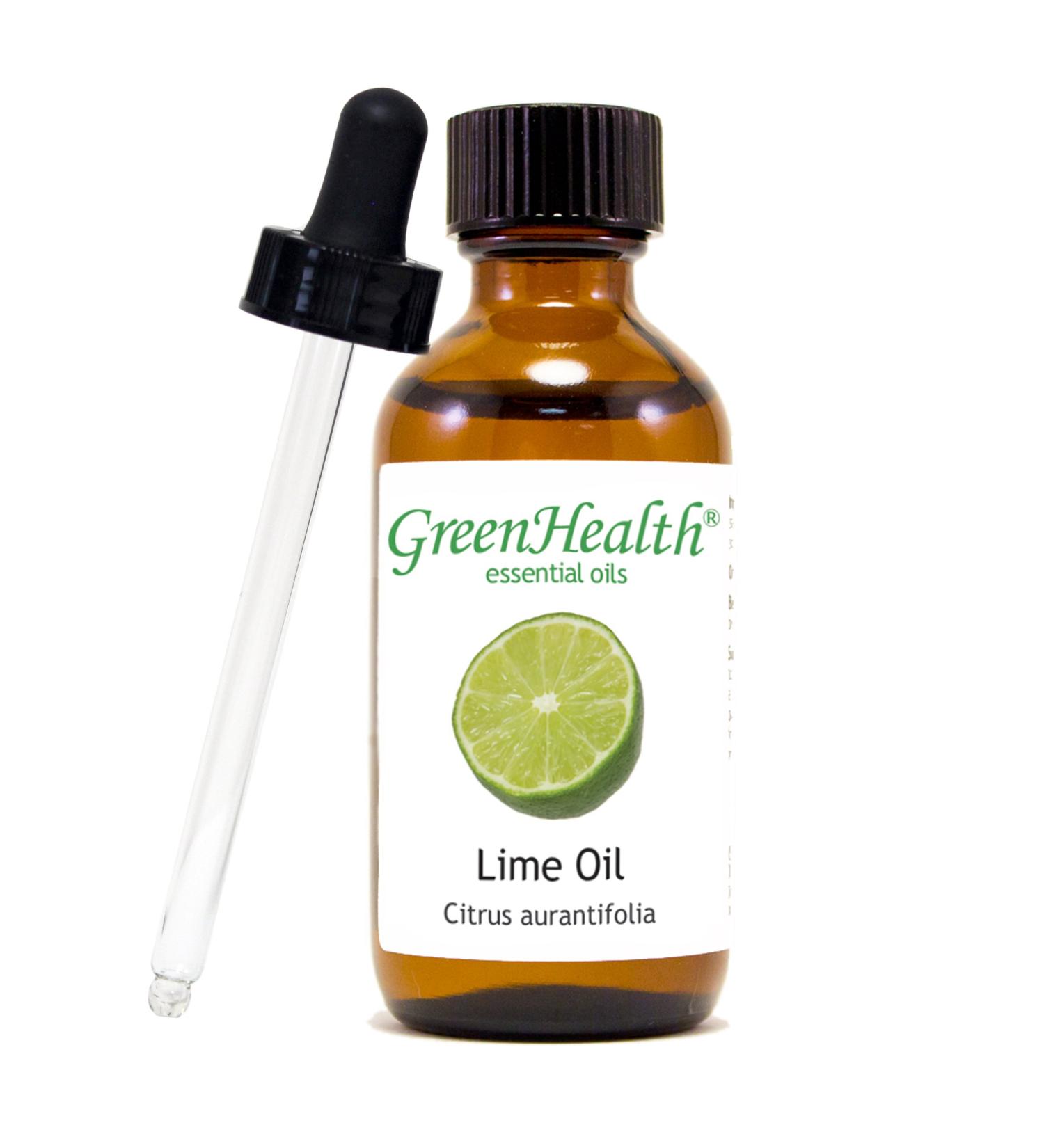 GreenHealth Lime 2 fl oz (59 ml) Glass Bottle w/Glass Dropper 100% Pure Essential Oil - Buy Online on GoSupps.com