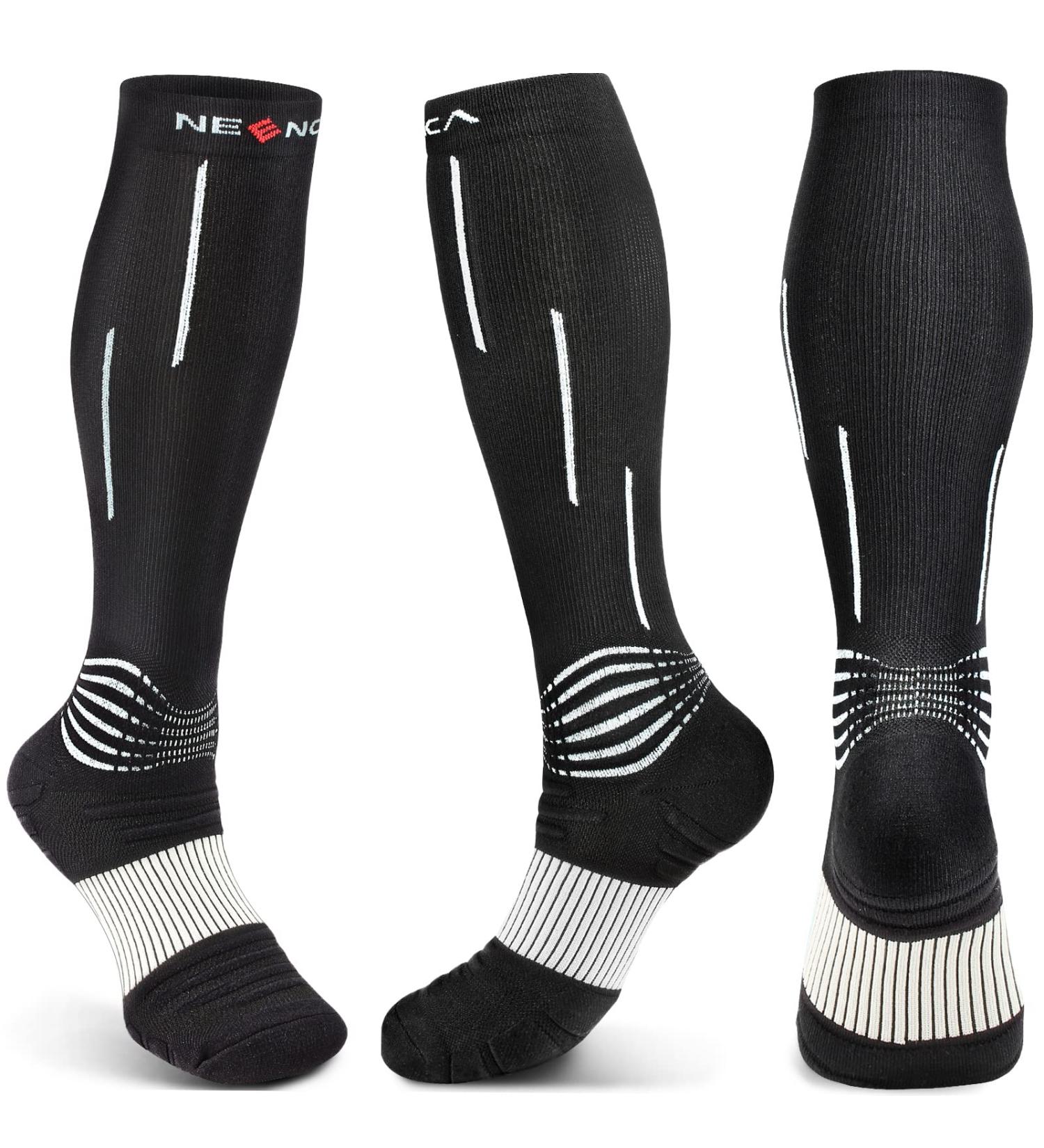 NEENCA Compression Stockings 20-30mmHg | Medical Support Socks for Pain Relief & Sports | Unisex Black & White - 1 Pair - Buy Online on GoSupps.com