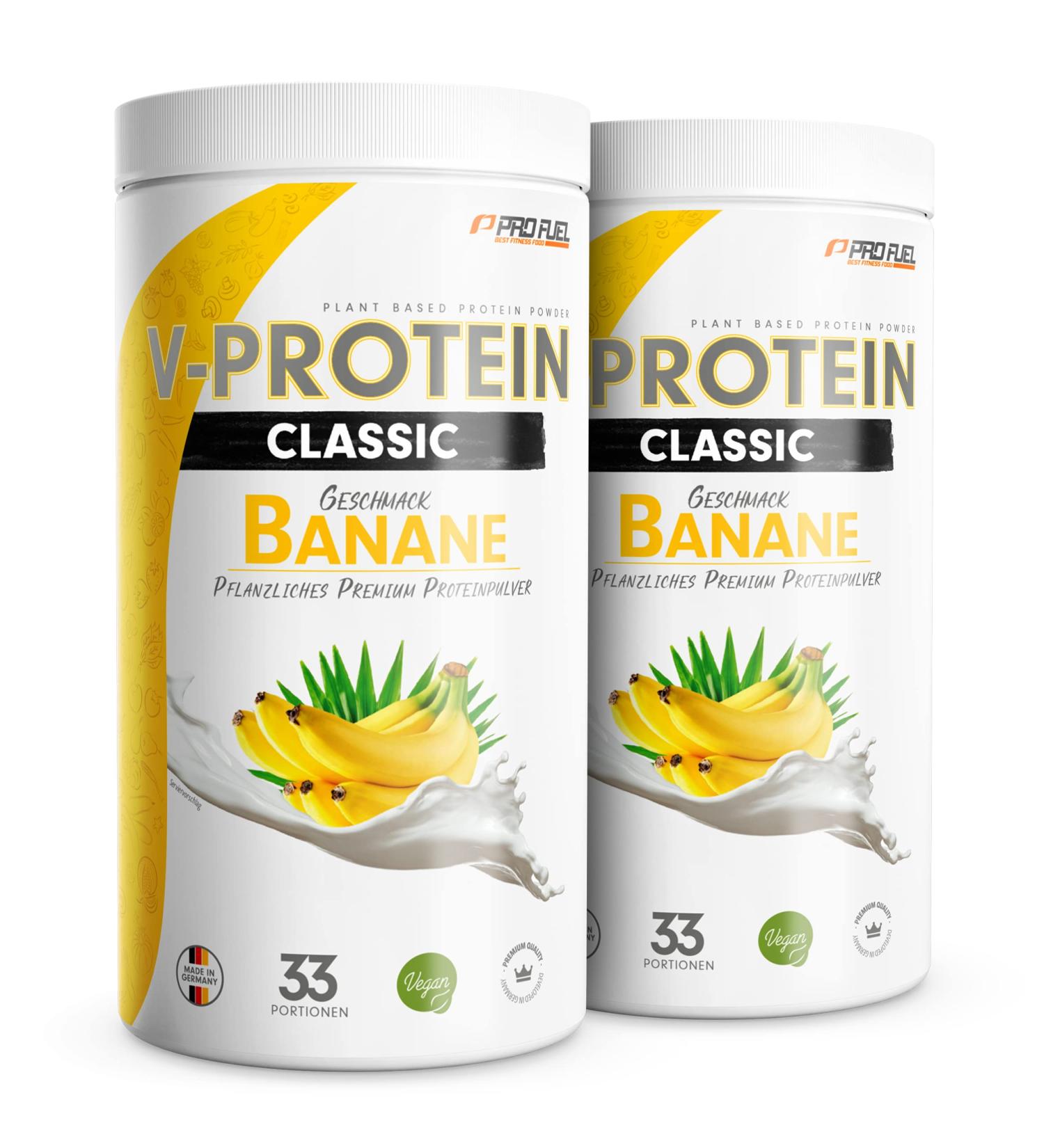 Vegan Protein Powder Banana - 2x1kg | Pea Protein 75.8% Protein Soy & Wheat Free | Optimal Vegan Protein Shake - Buy Online on GoSupps.com