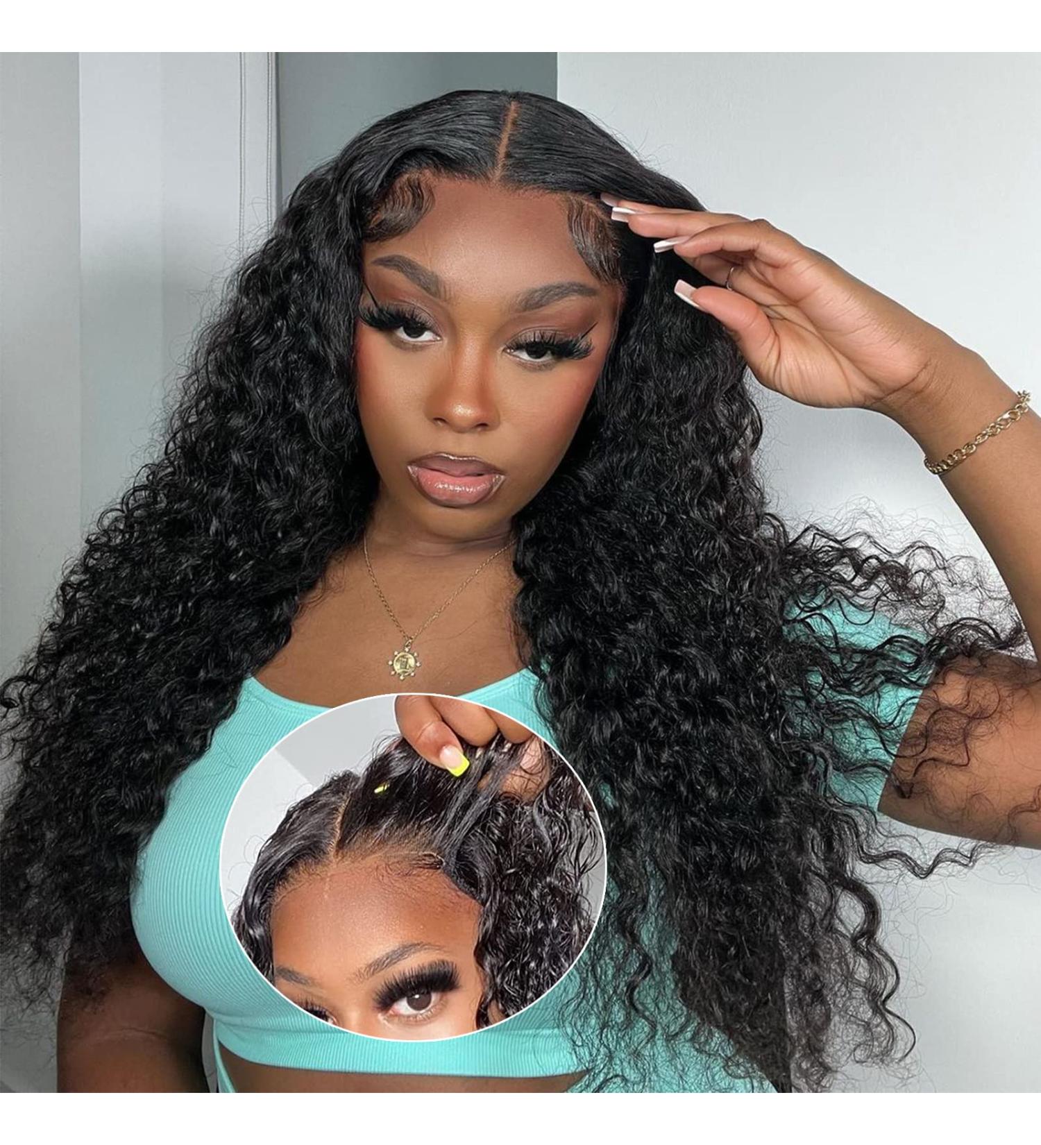 Wear And Go Human Hair Water Wave Lace Front Wig - 24 Inch, 180% Density, HD Deep Curly Lace Frontal - Wet and Wavy - Glueless and Ready to Wear for Women - Buy Online on GoSupps.com