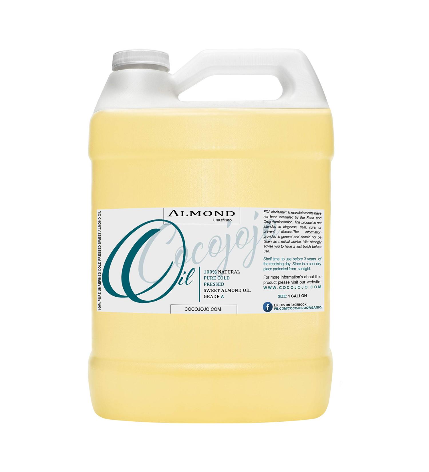 100% Pure Sweet Almond Oil 128 oz - Cold Pressed, Unrefined, Extra Virgin - 1 Gallon Therapeutic Grade for Hair, Skin, Body, Nails, Beard - Carrier Oil for Essential Oils - 128 Fl Oz - Buy Online on GoSupps.com