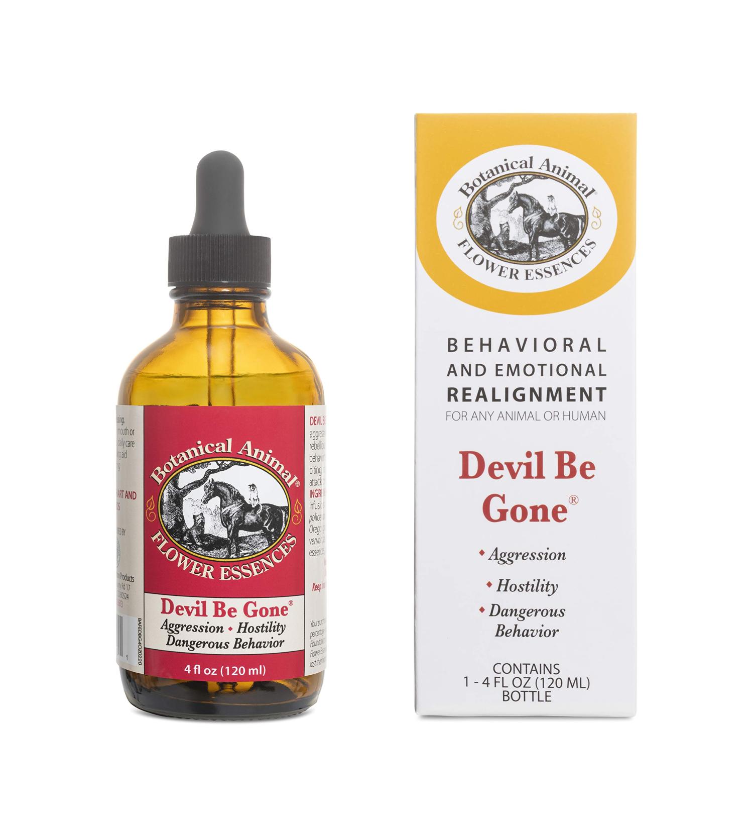 Botanical Animal Safe Natural Flower Essence - Devil Be Gone Help Your Biting, Snapping - Control Dangerous Behaviors - Non-Mood Altering, Hemp-Free, Non Allergenic - 4 oz (120 ml) - Buy Online on GoSupps.com