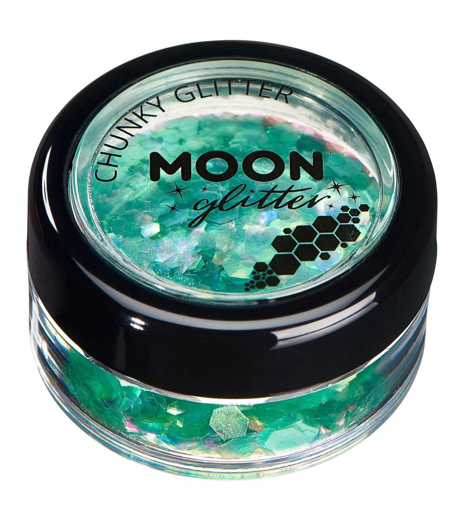 Moon Glitter Iridescent Chunky Green Glitter - 3g - Cosmetic Festival Makeup for Face, Body, Nails, Hair & Lips - Buy Online on GoSupps.com