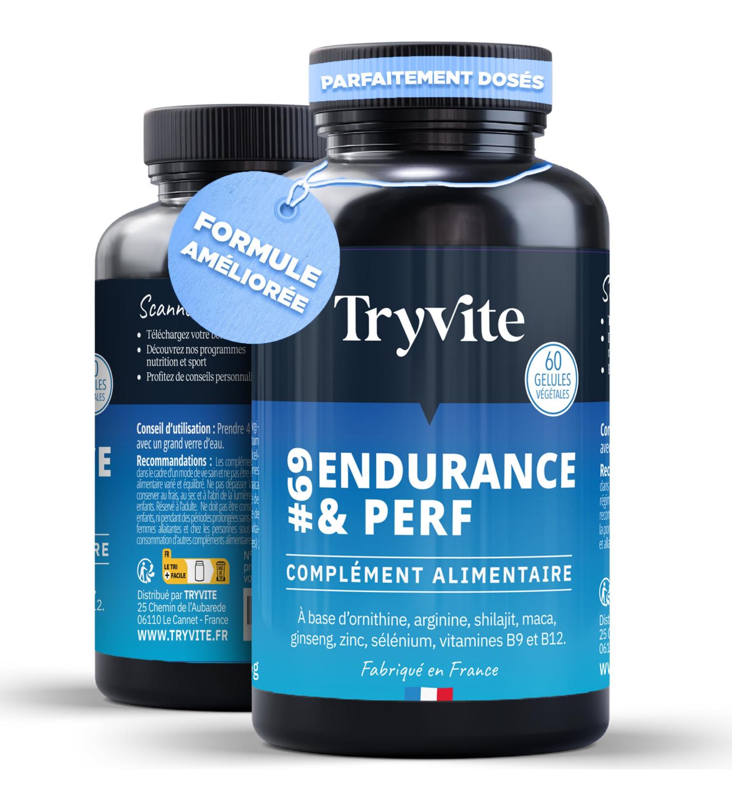 Formule Am lior e Testo Endurance & Vitalit Masculine | Avec Shilajit Maca Ginseng L-Arginine & Zinc | TRYVITE ENDURANCE&PERF 2026 60 G lules - Buy Online on GoSupps.com