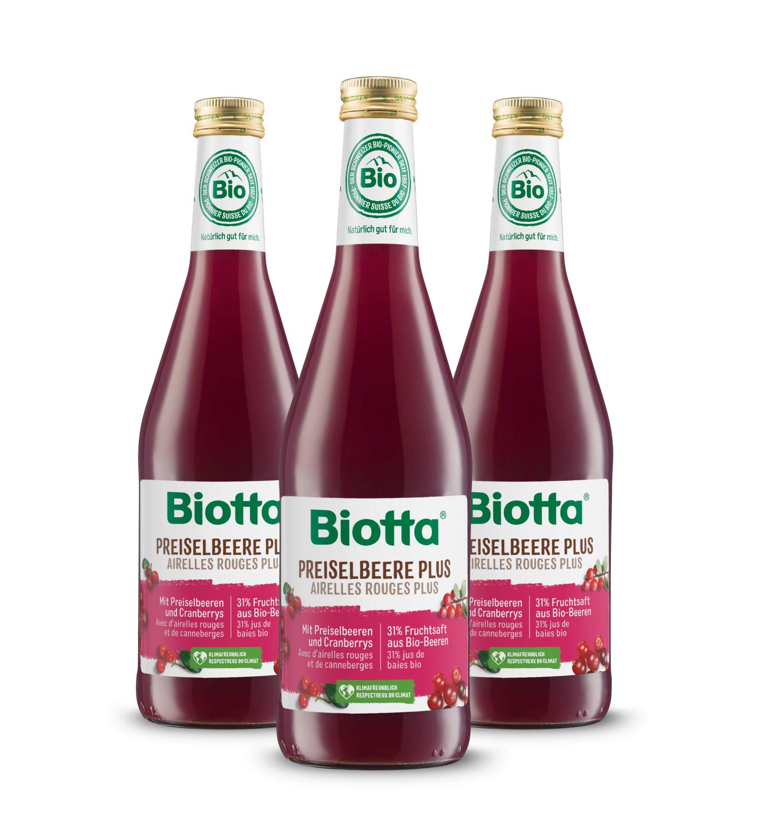 BIOTTA - Red Cranberry Juice - Promotes the proper functioning of the body - Rich in antioxidants and vitamin C - Anti-inflammatory - 100% natural organic and vegan fruits - 500ml - Pack of 3 - Buy Online on GoSupps.com