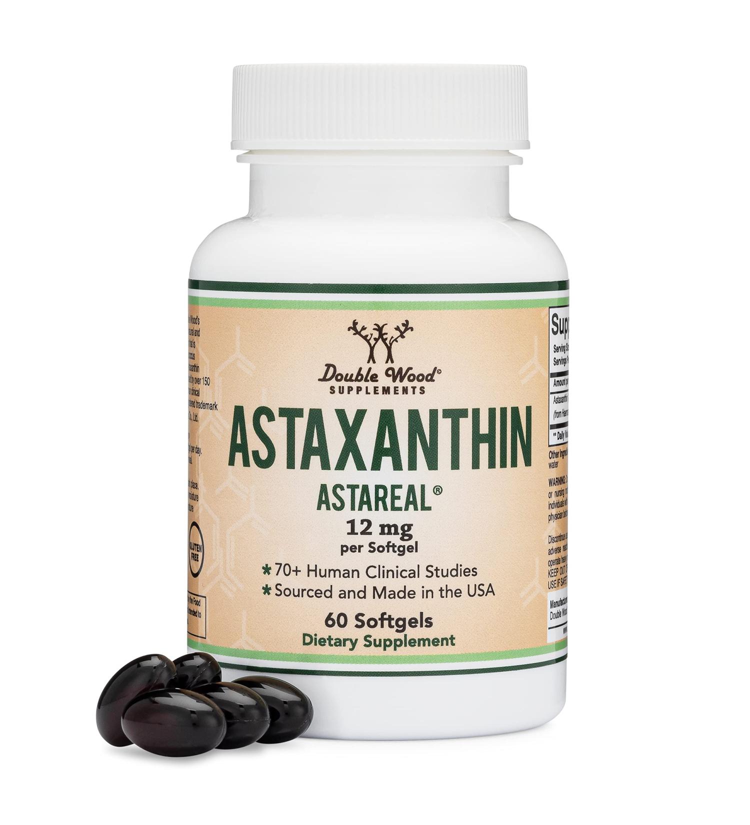 Astaxanthin 12mg Max Strength (AstaReal Patented Natural Astaxanthin) Made in USA by Double Wood Supplements - Buy Online on GoSupps.com