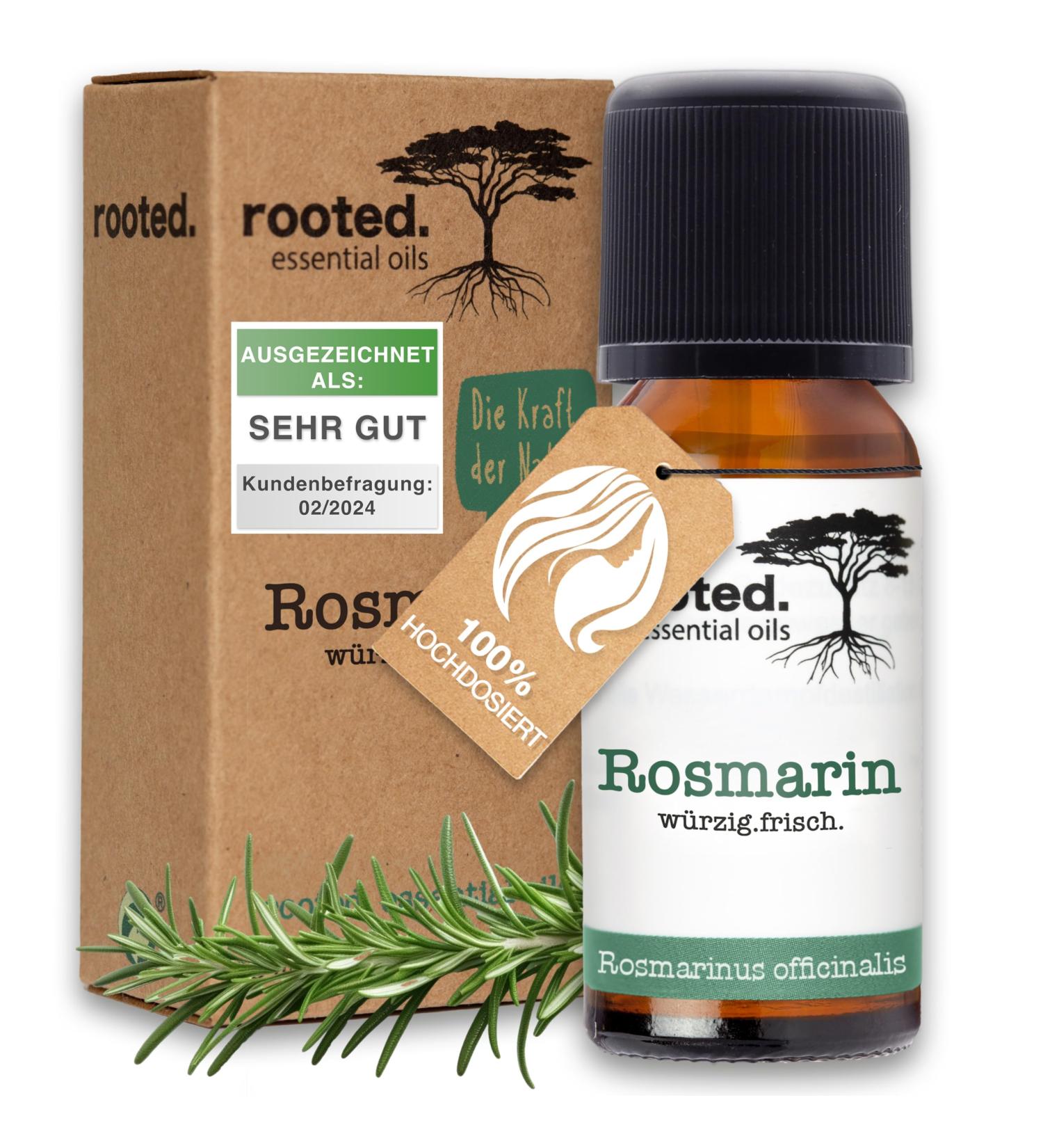 Rooted. Organic Rosemary Oil - 100% Hair Growth Power Natural Scalp Care & Hair Loss Solution - High Dose 10ml - Buy Online on GoSupps.com
