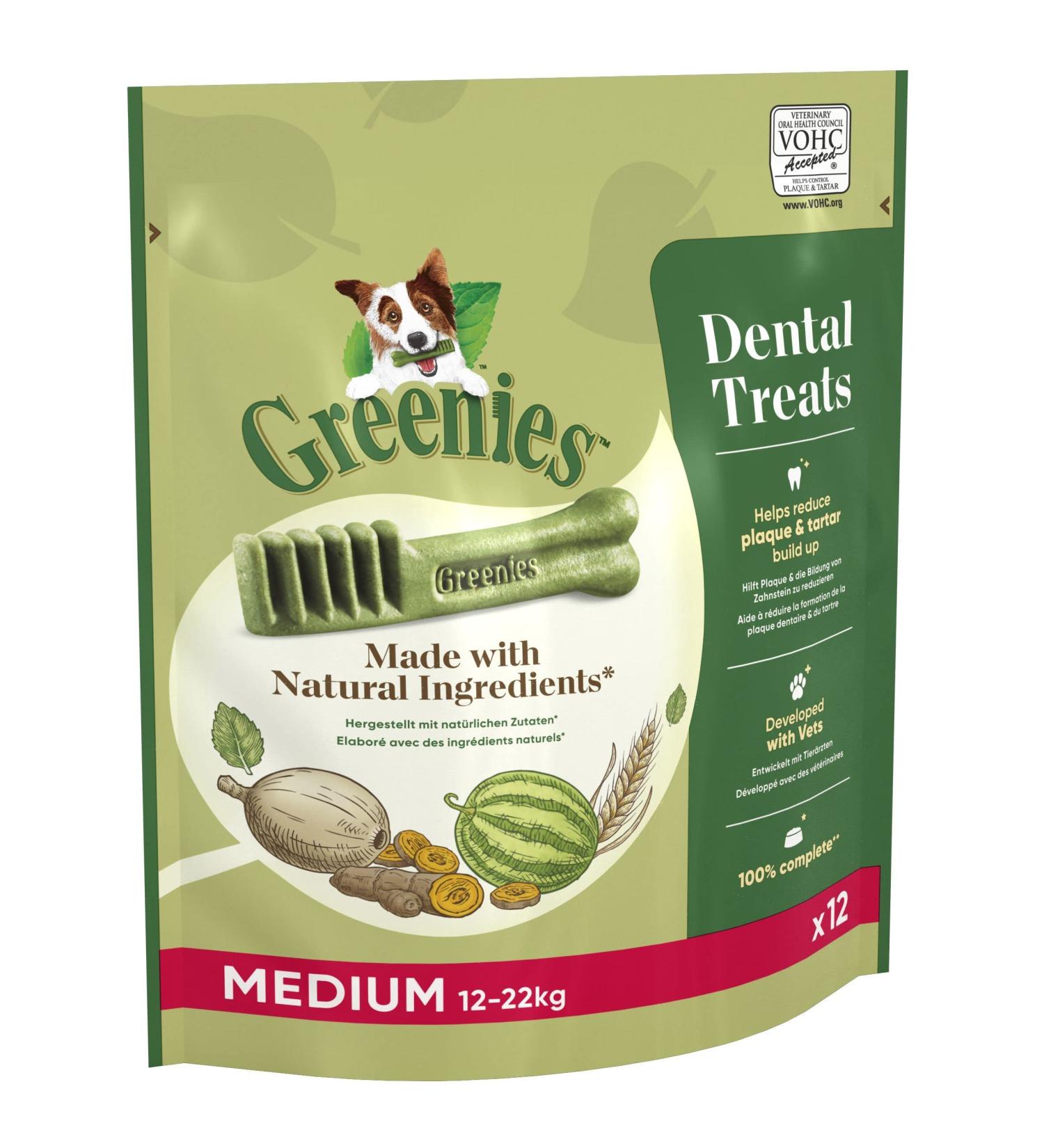 Buy Greenies Dental Treats for Medium Dogs (340g) - Daily Tooth Cleaning Snacks for Healthy Teeth & Gums - Buy Online on GoSupps.com