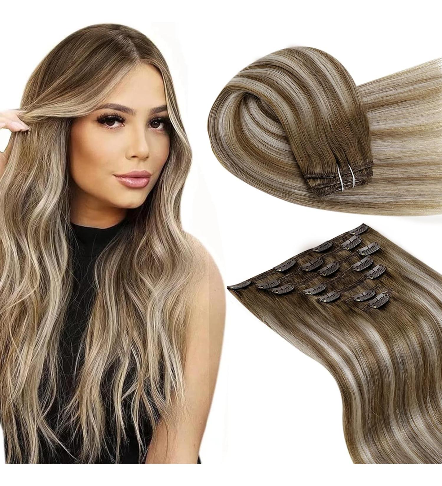 Laavoo Balayage Clip-In Extensions - Real Hair Blonde 55cm - #8/60/8 7PCs 105g - Premium Remy Hair Extensions for Full Head - Buy Online on GoSupps.com