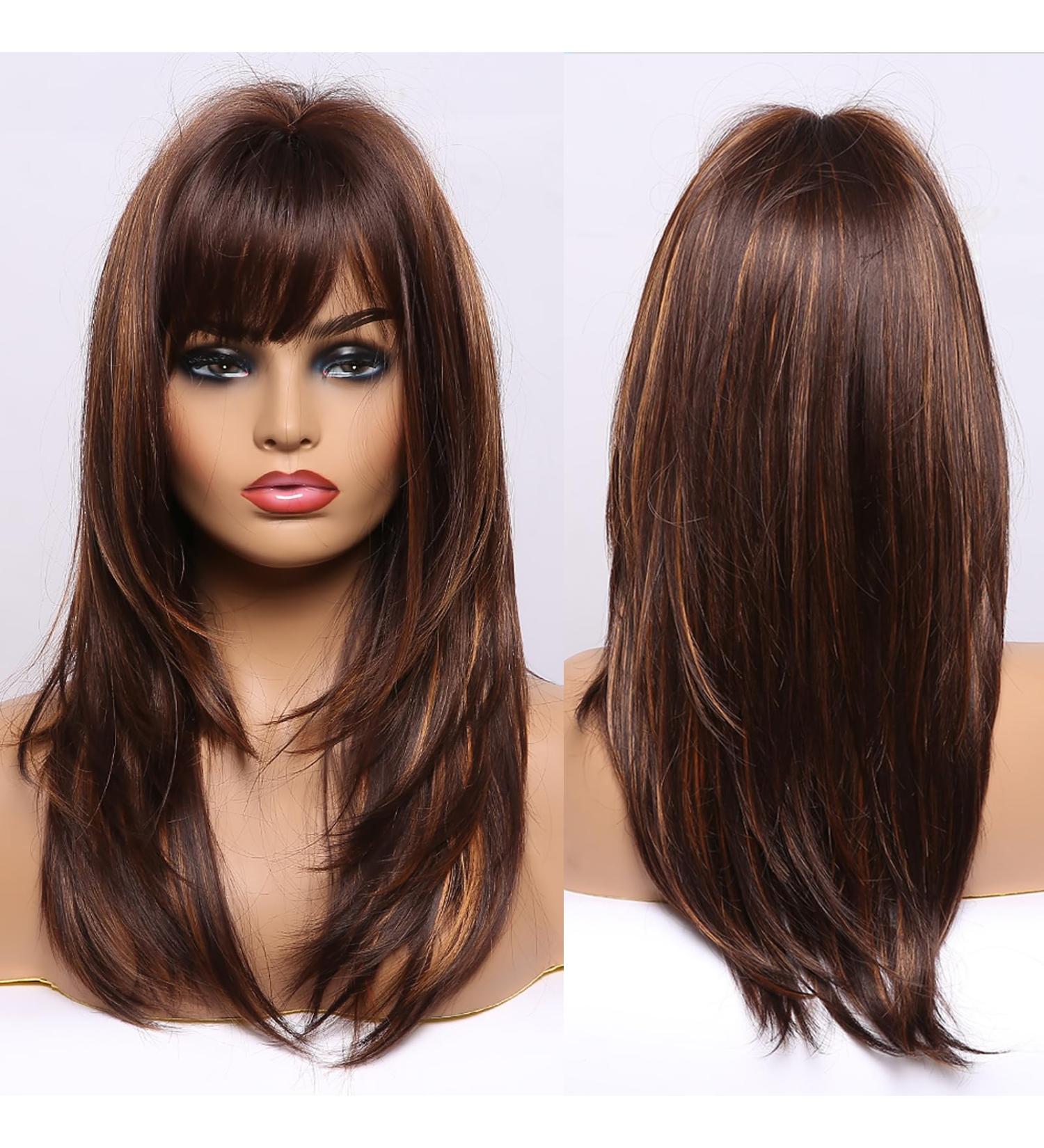 Allbell Lange Lange Wagen Pony Brown & Blond Wig for Women - Heat-Resistant Synthetic 327-1 | International Shipping Available - Buy Online on GoSupps.com