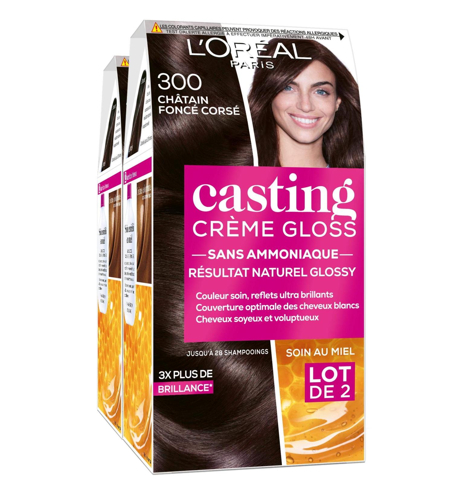L'Oreal Paris L'Or al Paris Casting Cr me Gloss Tone-on-Tone Hair Colour - Ammonia-Free - Dark Full-Bodied Brown (300) - Pack of 2