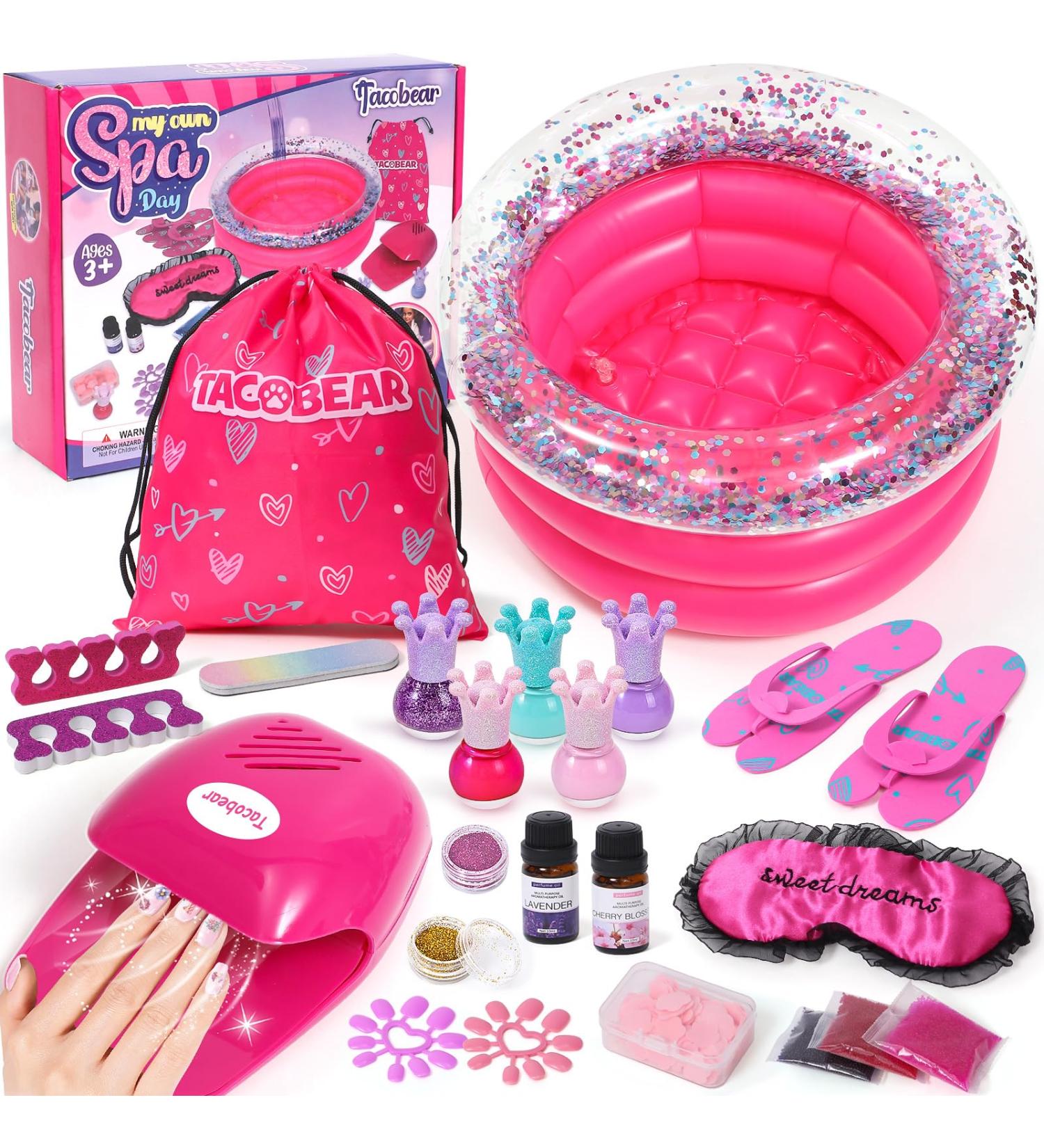 Kid Foot Spa & Nail Art Kit for Girls 5-12 Years | Manicure Pedicure Set, Nail Dryer, Nail Polish, Inflatable Foot Tub | Perfect Pamper Gift for Spa Sleepover Party - Buy Online on GoSupps.com