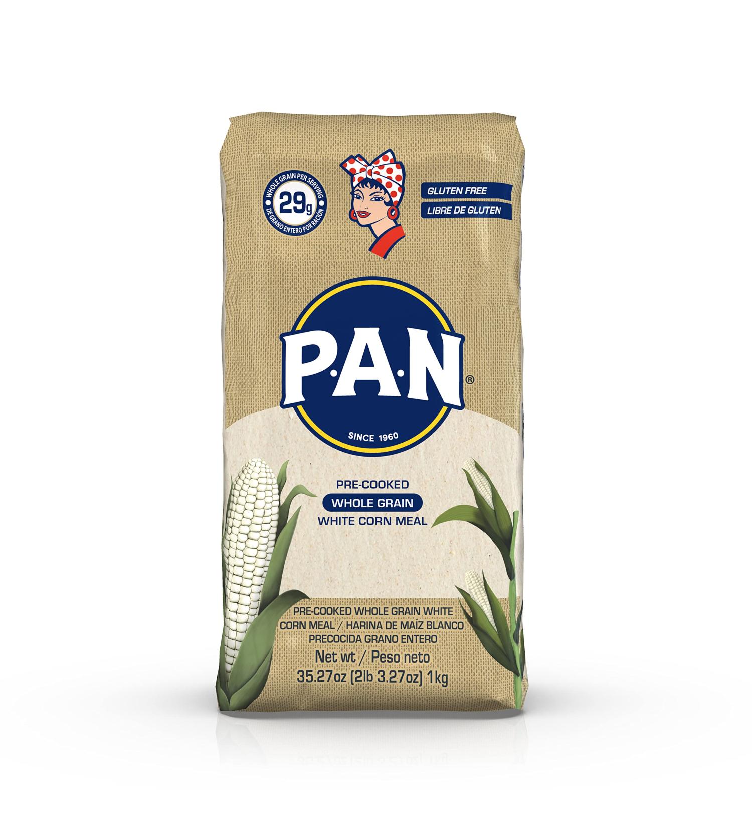 P.A.N. Whole Grain White Corn Meal - Pre-cooked Gluten Free & Kosher Flour for Arepas - 2.2 lb Pack - Buy Online on GoSupps.com