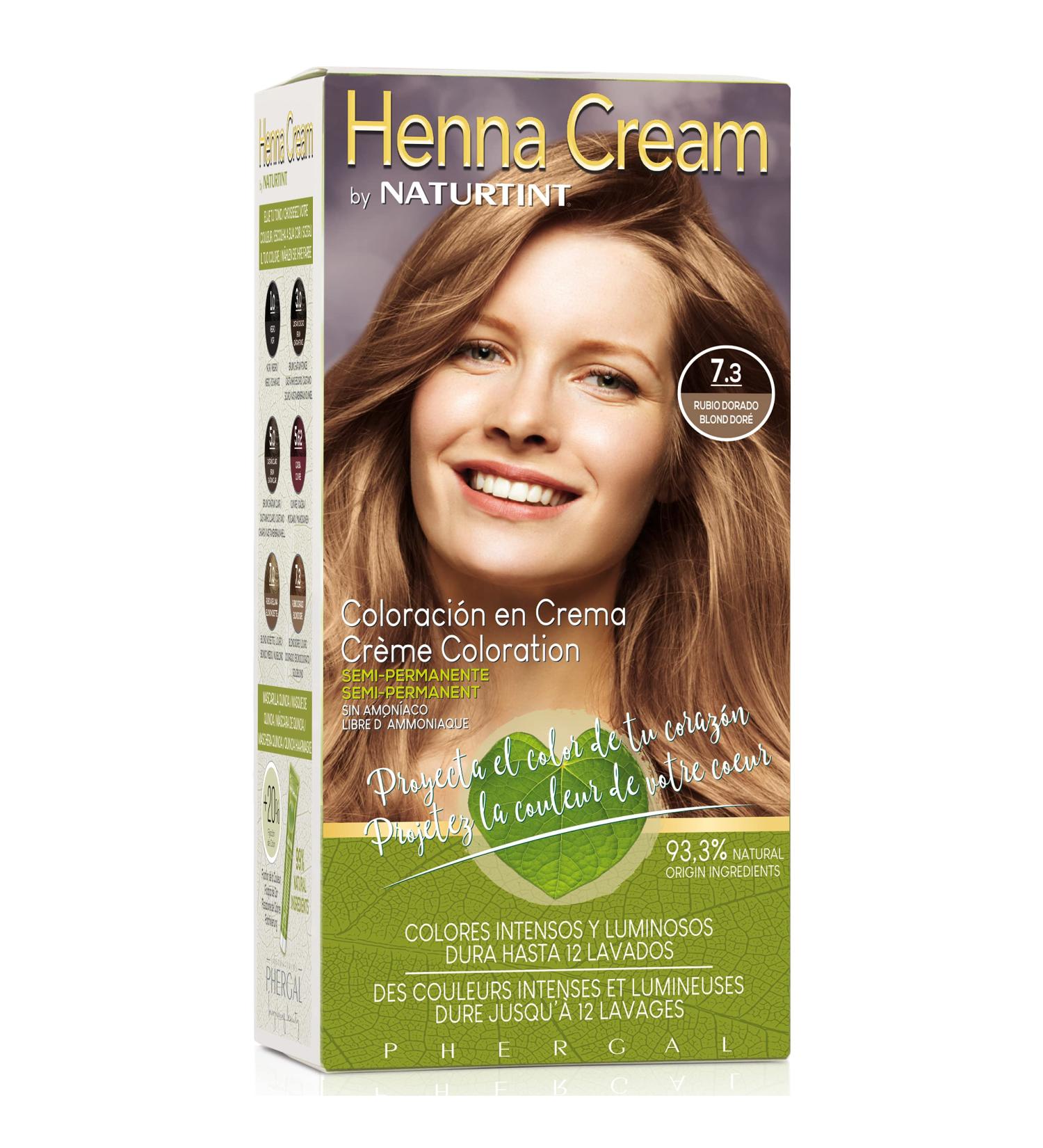Naturtint | Henna Cream | Semi-Permanent Ammonia-Free Hair Color Cream | +90% Natural Ingredients | Up to 12 Washes | 7.3 Golden Blonde | 110 ml
