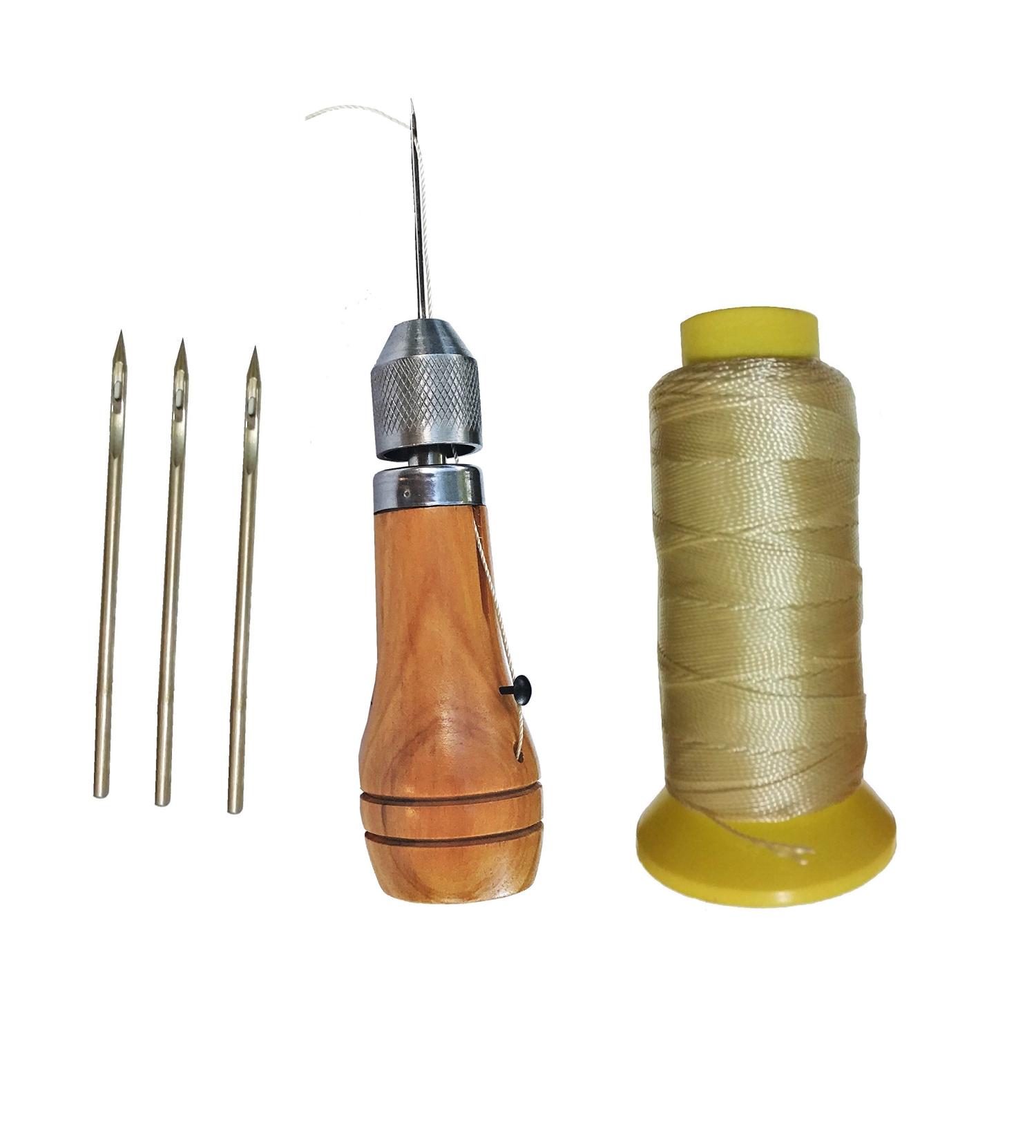Swift Stitch Hand Sewing Awl Kit for Leather Canvas Repair - Non-Waxed Beige Thread - Buy Online on GoSupps.com