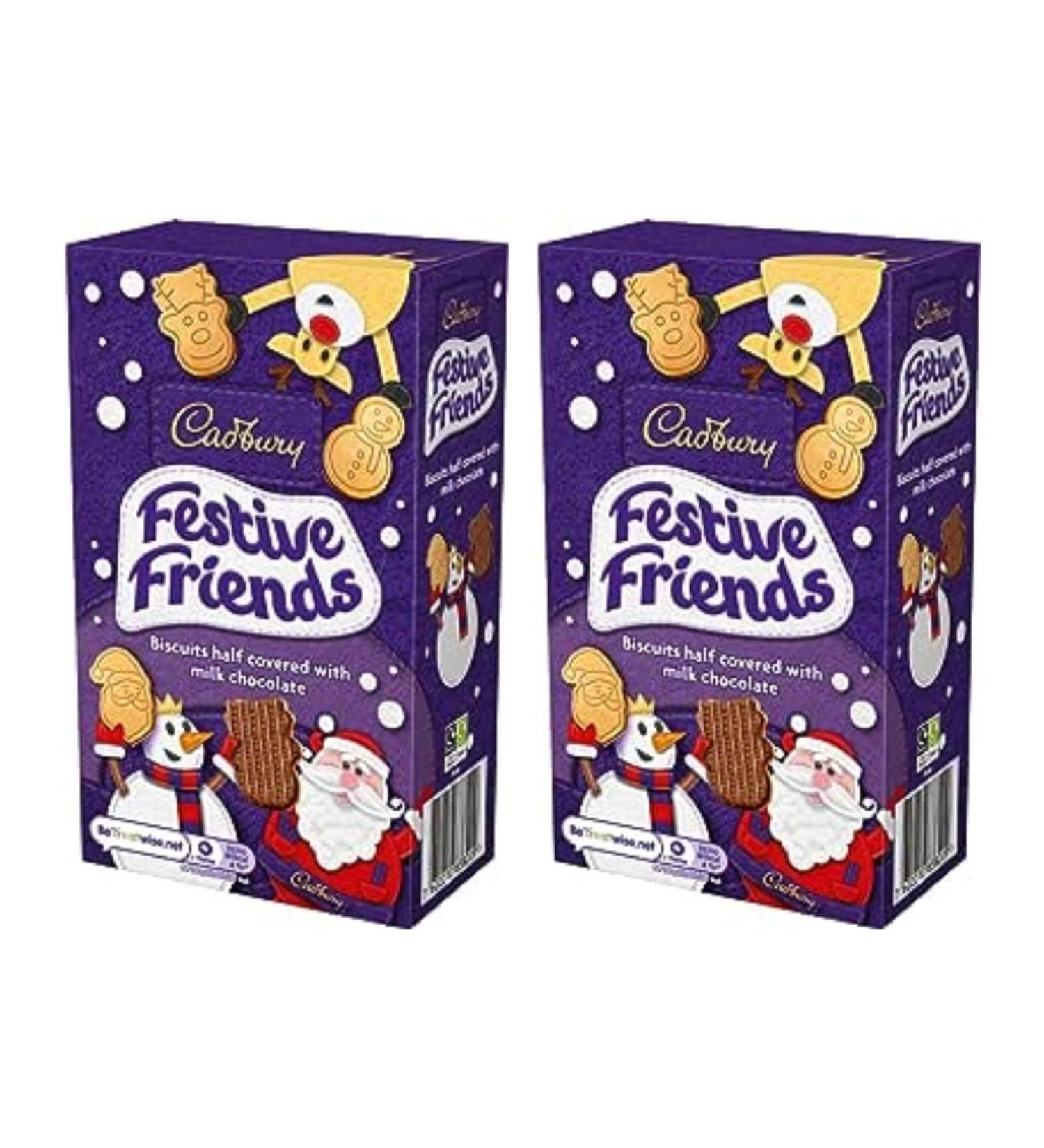 2x Cadbury Christmas Festive Friends Milk Chocolate Biscuits | Christmas Gifts | Christmas Stocking Filler | Gift For Men Women Family Boys Girls | 150g - Buy Online on GoSupps.com