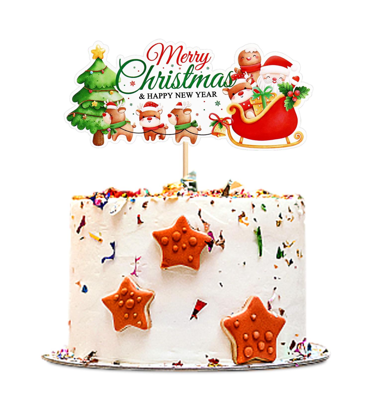 Blumomon 1Pcs Merry Christmas Cake Topper Xmas Cupcake Pick Decorations for Xmas Party New Year Ceremony Cake Cake Decor Party Supplies Christmas-1 - Buy Online on GoSupps.com