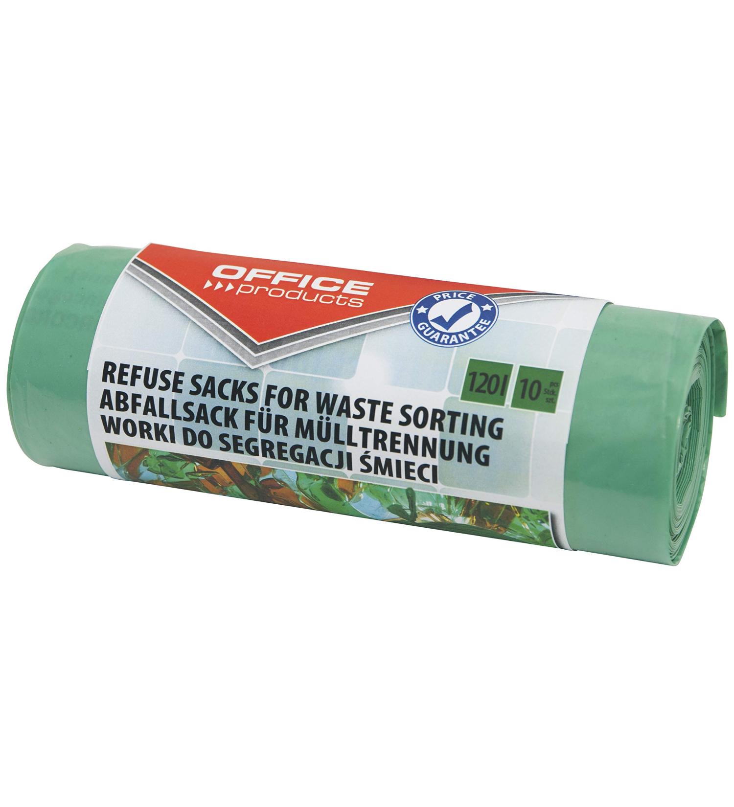 Officer Products Products 22025232-02 garbage bag 120 L strong |10 pieces/1 roll |Garbage bag garbage bag waste bags for household waste |For glass separation/glass |Reissproof (LDPE) |Color: green 10 pieces (1 pack) to the glass