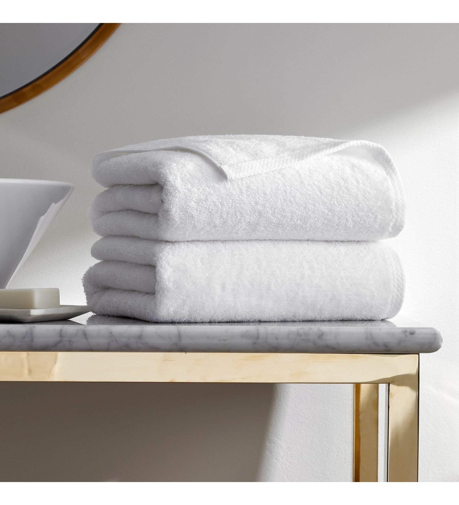 H by Frette Simple Border Bath Sheet Set of 2 - Luxury All-White 100% Cotton Bath Sheets - Buy Online on GoSupps.com