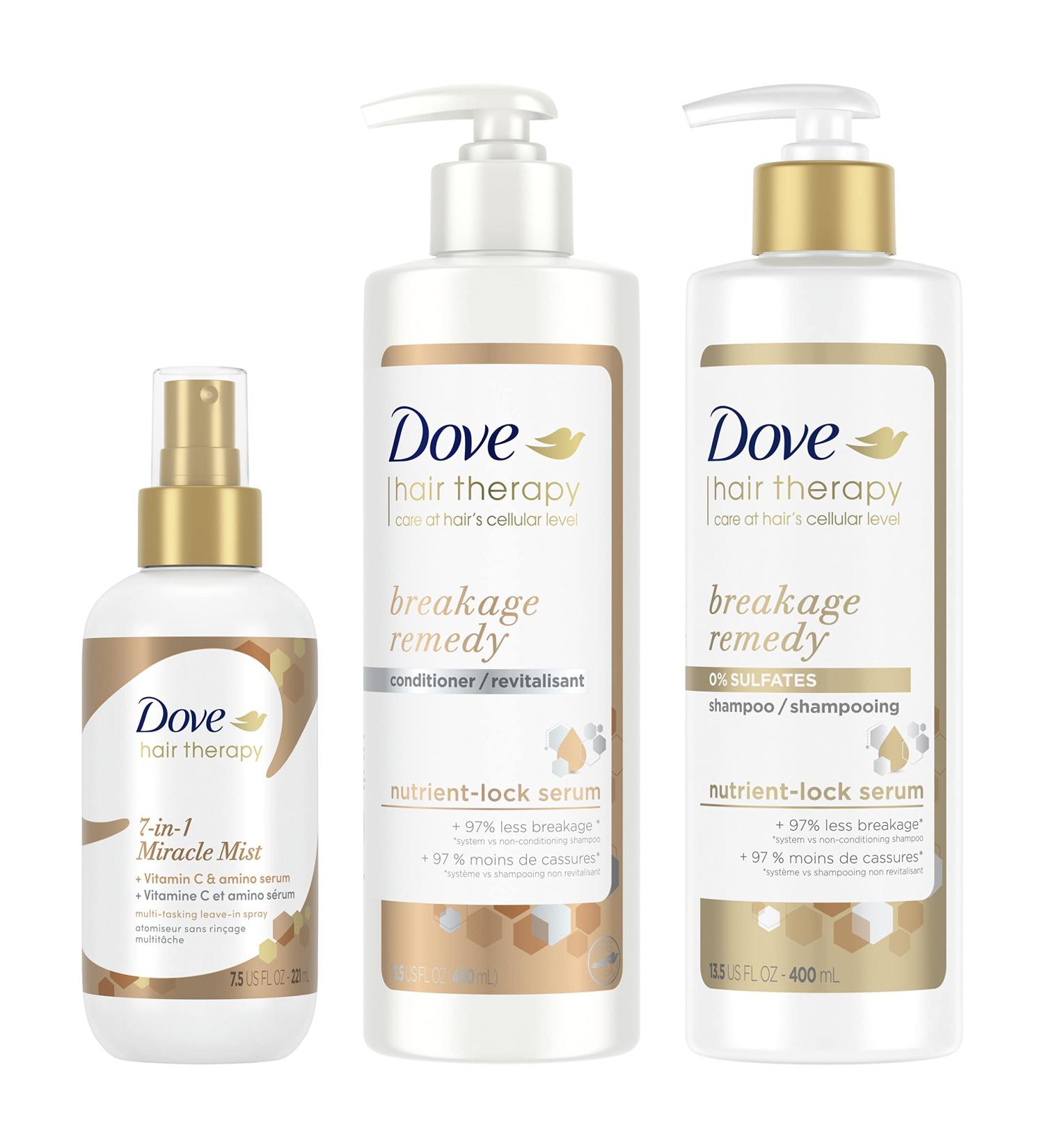 Dove Hair Therapy Breakage Remedy - Shampoo, Conditioner, and Hairspray Set with Nutrient-Lock Serum - Buy Online on GoSupps.com