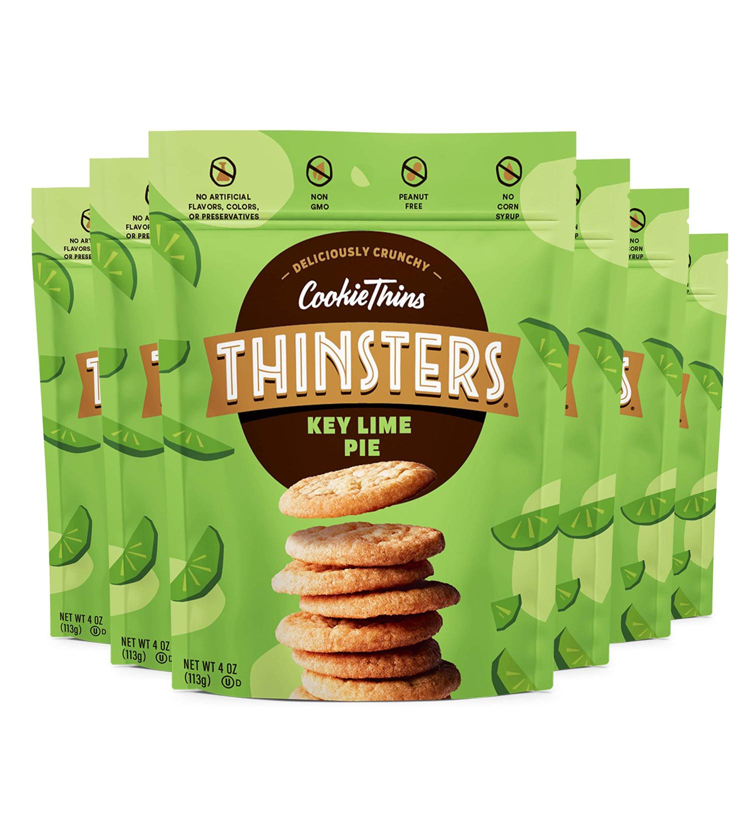 THINSTERS Key Lime Pie Cookie Thins 4oz (Pack of 6) | Non-GMO, Peanut-Free, Crunchy Cookies - Buy Online on GoSupps.com