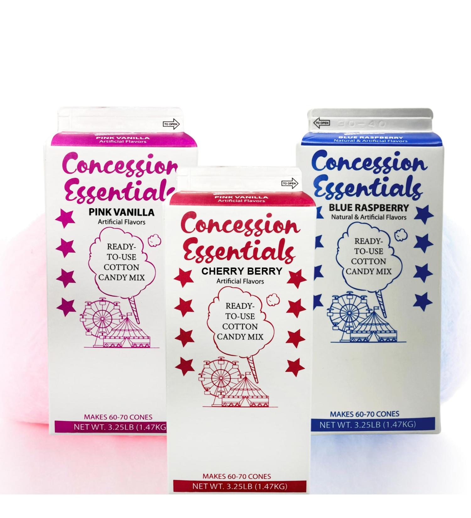 Buy Cotton Candy Floss Sugar - Blue Raspberry Cherry Pink Vanilla | 3.25 lbs Carton | Pack of 3 - International Shipping Available - Buy Online on GoSupps.com