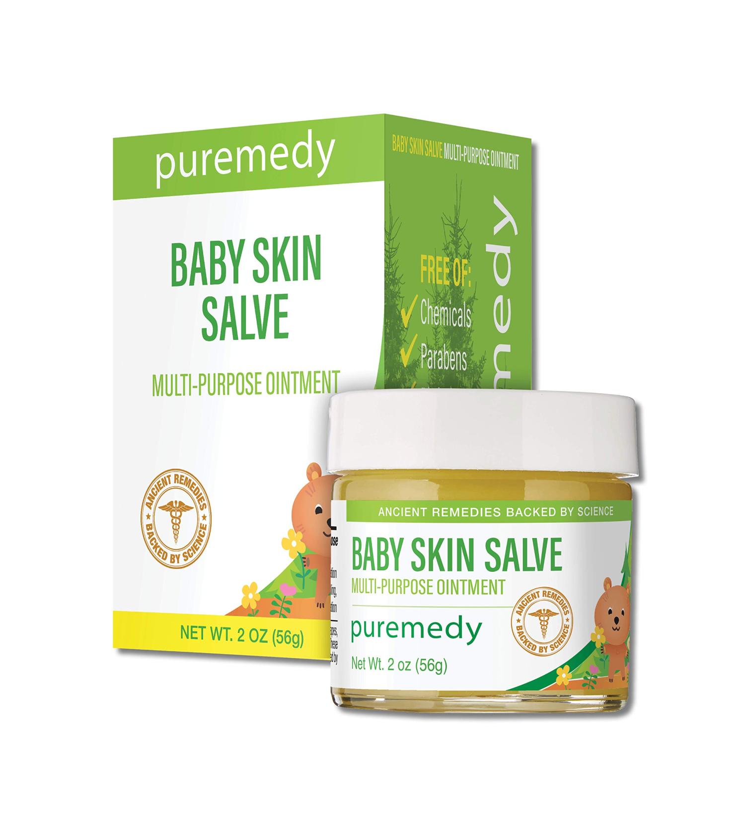 Puremedy Baby Skin Salve Multi Purpose Ointment All Natural Healing Homeopathic First Aid to Relieve Symptoms of Diaper Rash Dry Flaky Skin Bug Bite & Skin Irritations - 2 oz