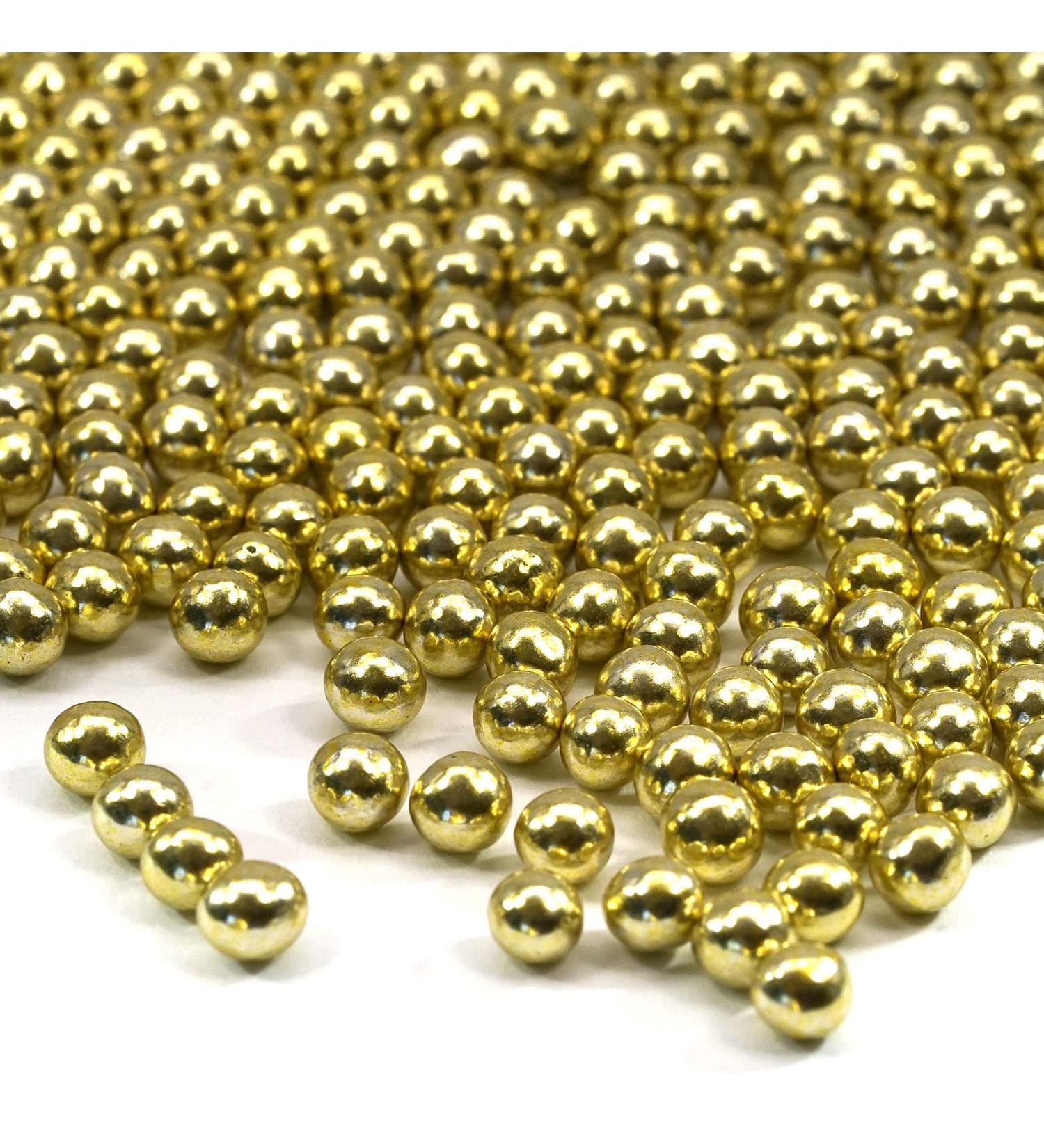 Strussel Happiness Chocolate Balls - Crispy Mini Gold Metallic Sprinkles | 75g Pearl Sugar Beads for Birthday & Christmas Treats - Buy Online on GoSupps.com