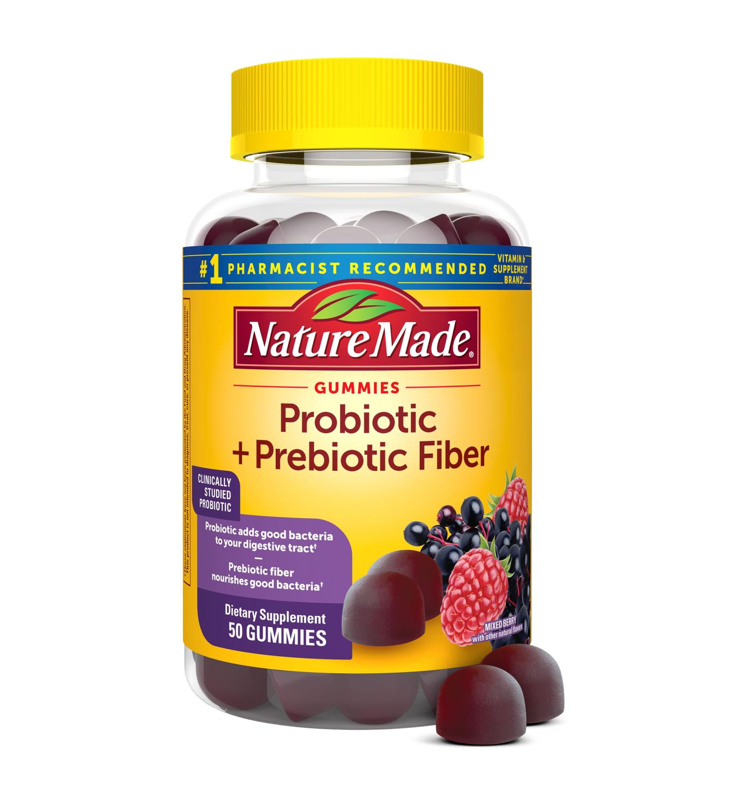 Nature Made Probiotic + Prebiotic Fiber Gummies for Daily Gut Health Fiber Supplement with Probiotics for Digestive Health Support 50 Gummies 25 Day Supply 50 Count (Pack of 1) - Buy Online on GoSupps.com
