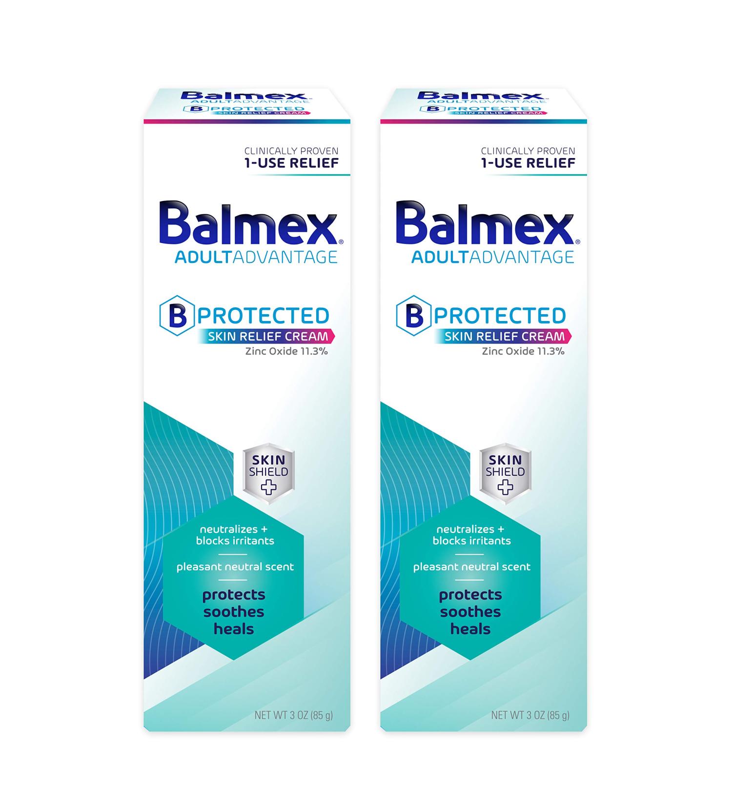 Balmex Adult Advantage Bprotected Skin Relief Healing Cream - Zinc Oxide Barrier Protection for Adult Incontinence, Rash, and Bed Sores - 3oz (Pack of 2) - Buy Online on GoSupps.com