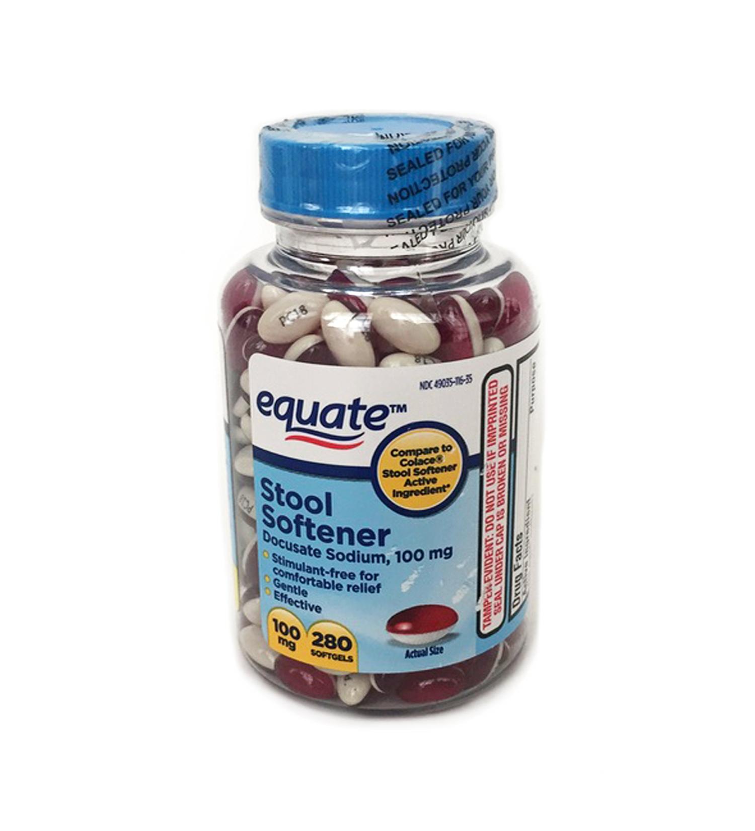 Equate Stool Softener 100mg 280 Softgels | Compare to Colace | Fast-Acting Relief - Buy Online on GoSupps.com