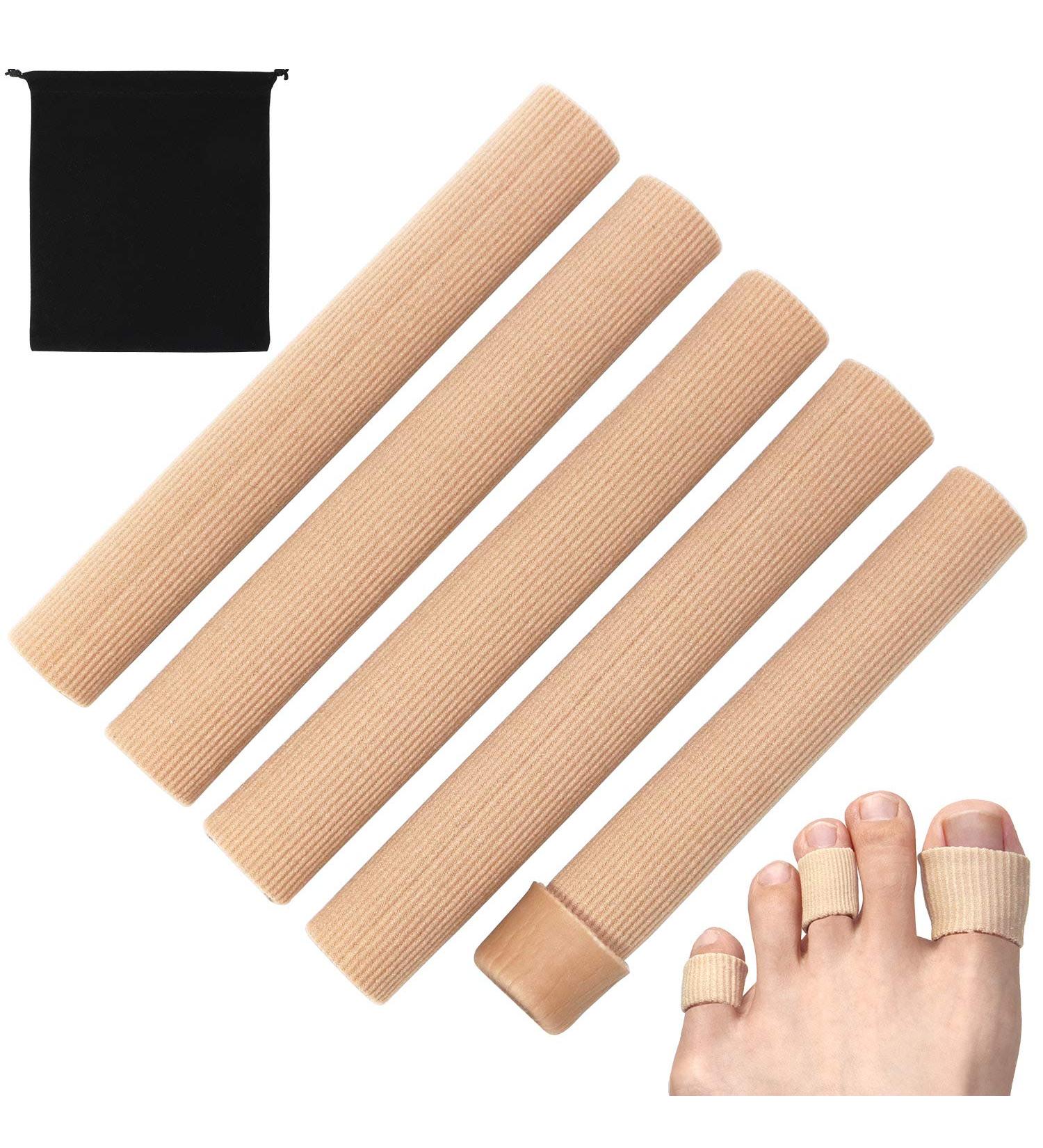 Open Toe Tube Sleeves Protector Cushions - Fabric Silicone Gel for Bunion Hammer Toe Callus Blister Relief - 5 Pack (Large) | International Shipping - Buy Online on GoSupps.com