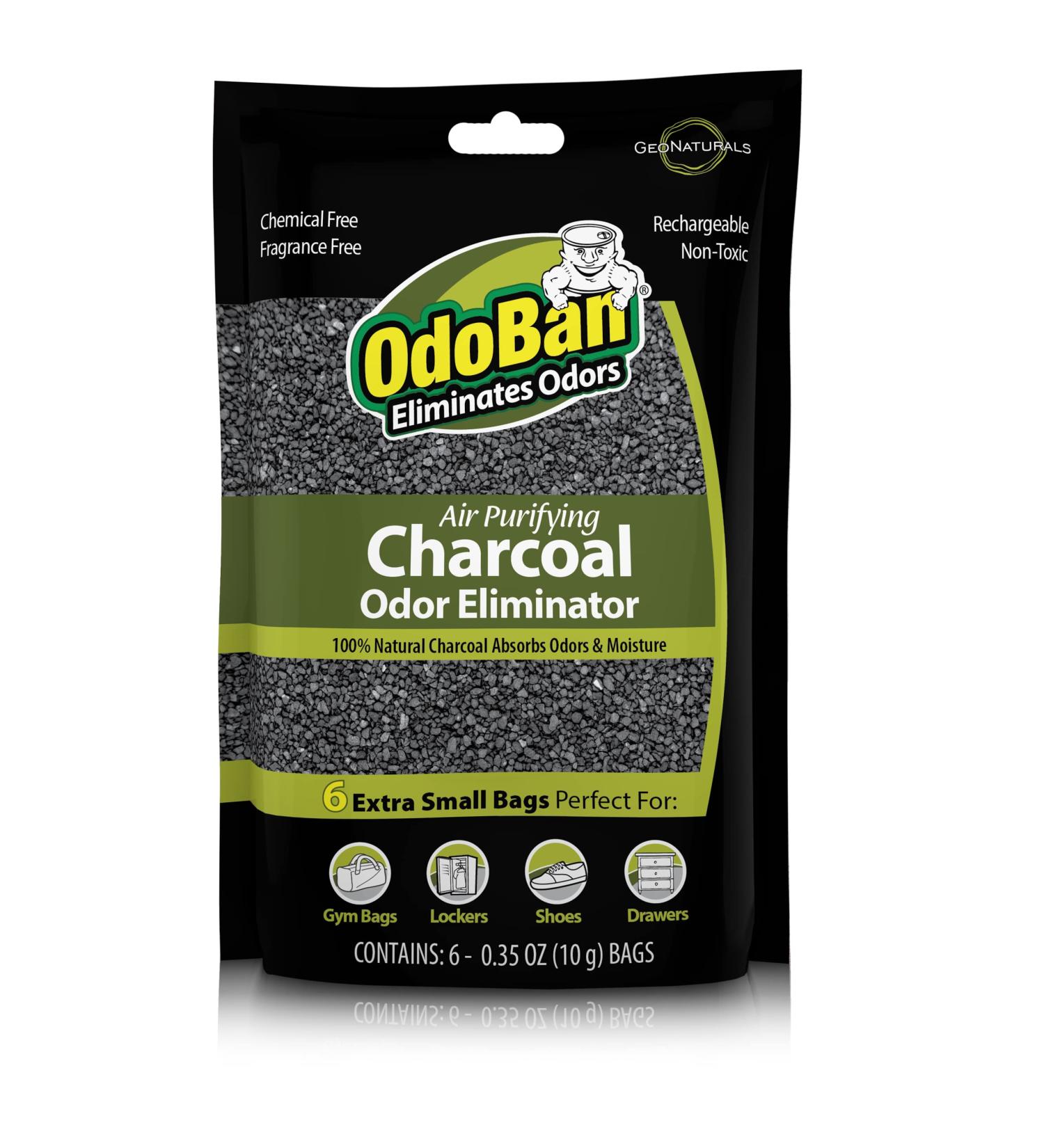 OdoBan Charcoal Air Purifying Natural Odor Eliminator 6-Pack - 10g Bags, Non-Toxic & Fragrance-Free - Buy Online on GoSupps.com